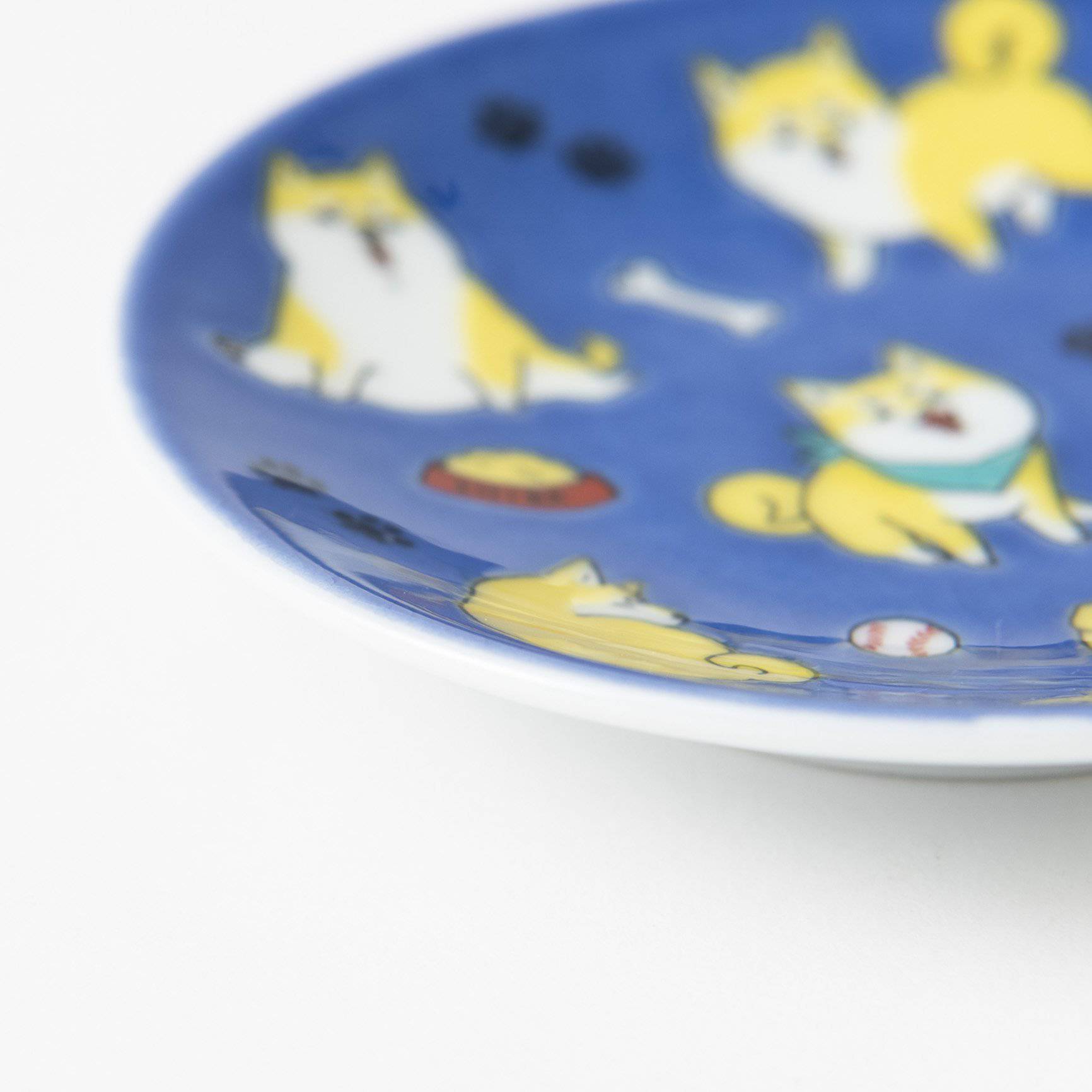 Seikou Kiln Shiba Inu Kutani Sauce Plate - MUSUBI KILN - Quality Japanese Tableware and Gift