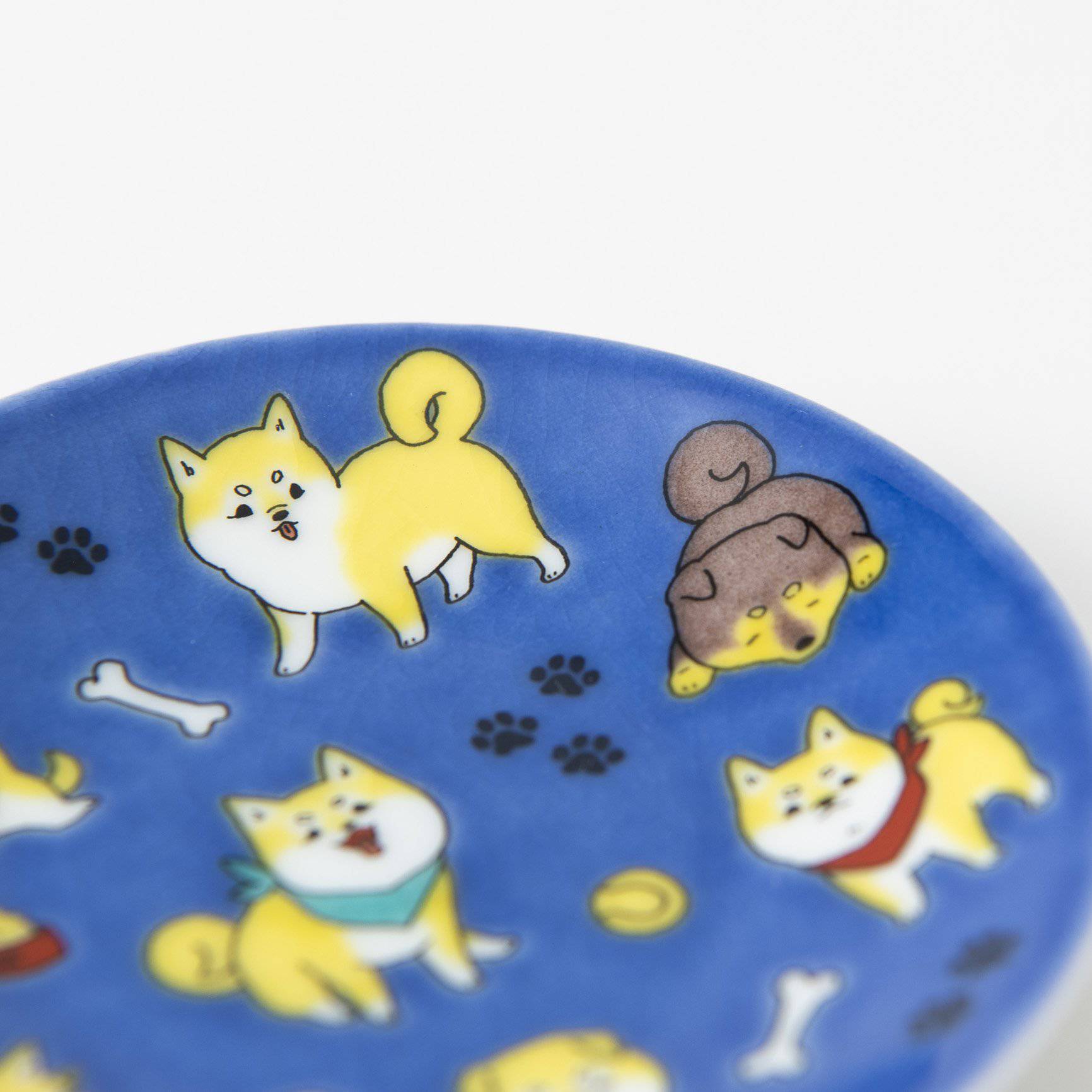 Seikou Kiln Shiba Inu Kutani Sauce Plate - MUSUBI KILN - Quality Japanese Tableware and Gift