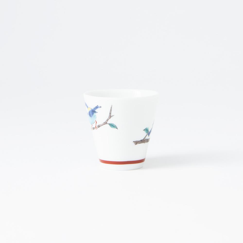 Seikou Kiln Small Birds Kutani Ochoko Sake Cup - MUSUBI KILN - Quality Japanese Tableware and Gift