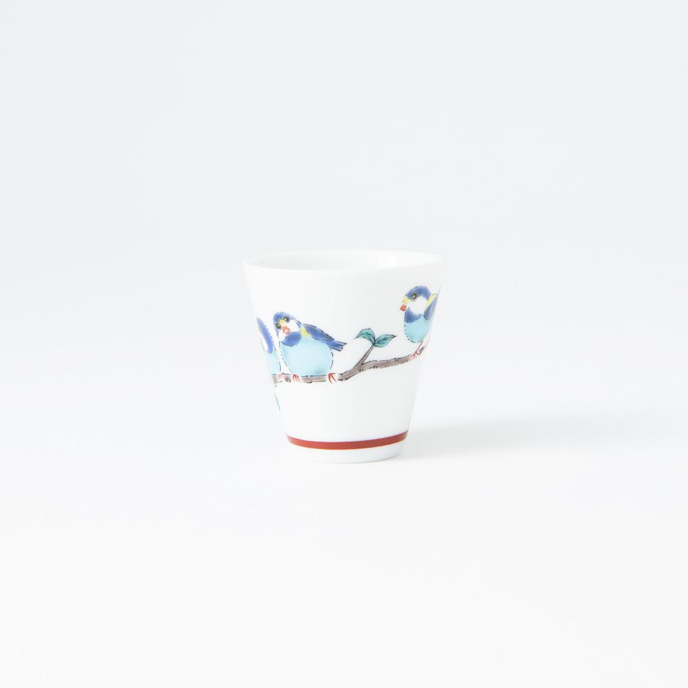 Seikou Kiln Small Birds Kutani Ochoko Sake Cup - MUSUBI KILN - Quality Japanese Tableware and Gift