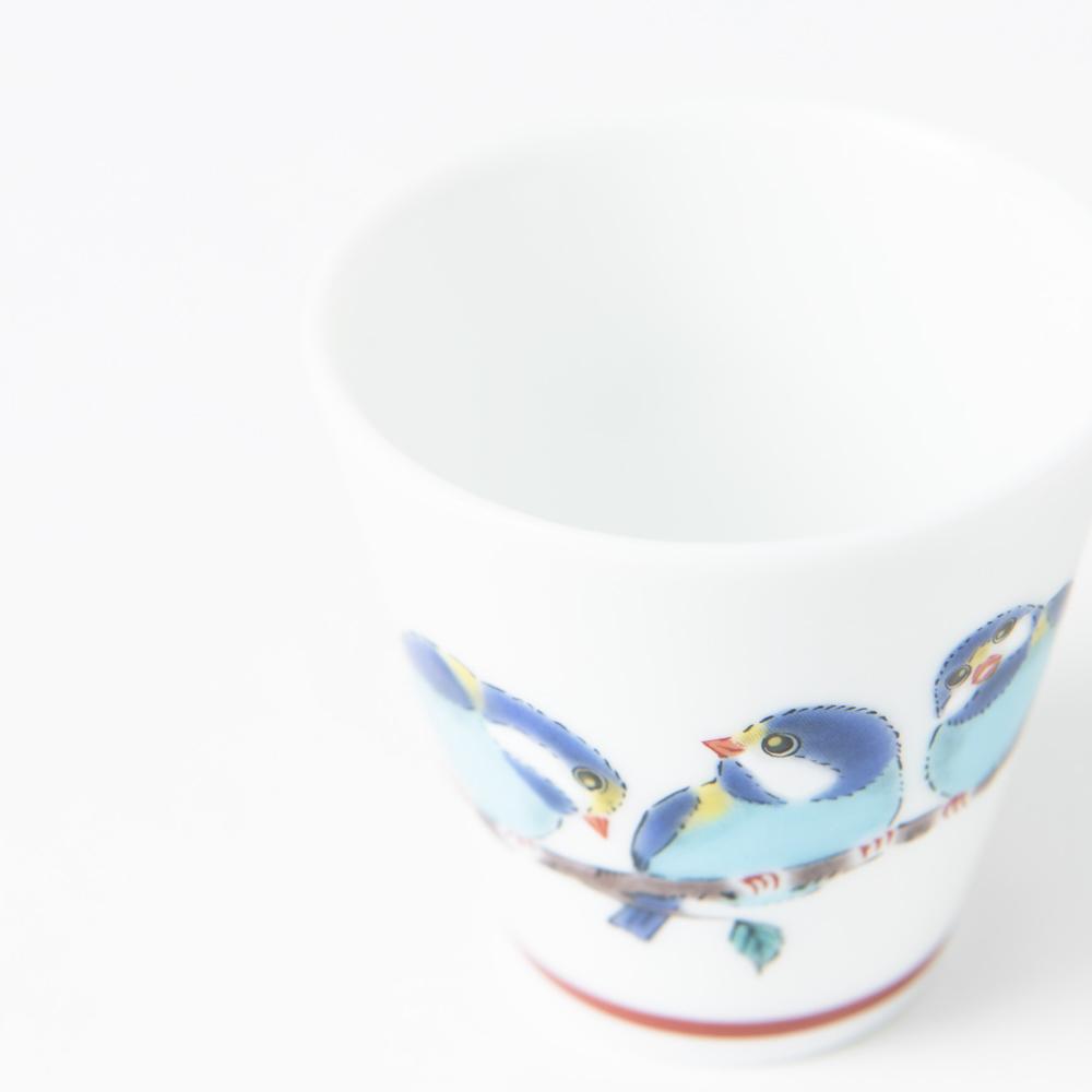 Seikou Kiln Small Birds Kutani Ochoko Sake Cup - MUSUBI KILN - Quality Japanese Tableware and Gift
