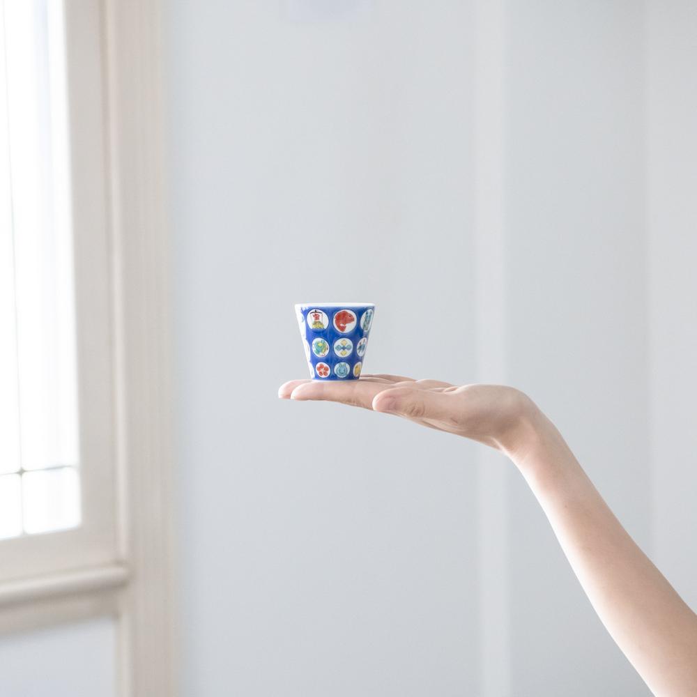 Seikou Kiln Treasure Pattern Kutani Ochoko Sake Cup - MUSUBI KILN - Quality Japanese Tableware and Gift