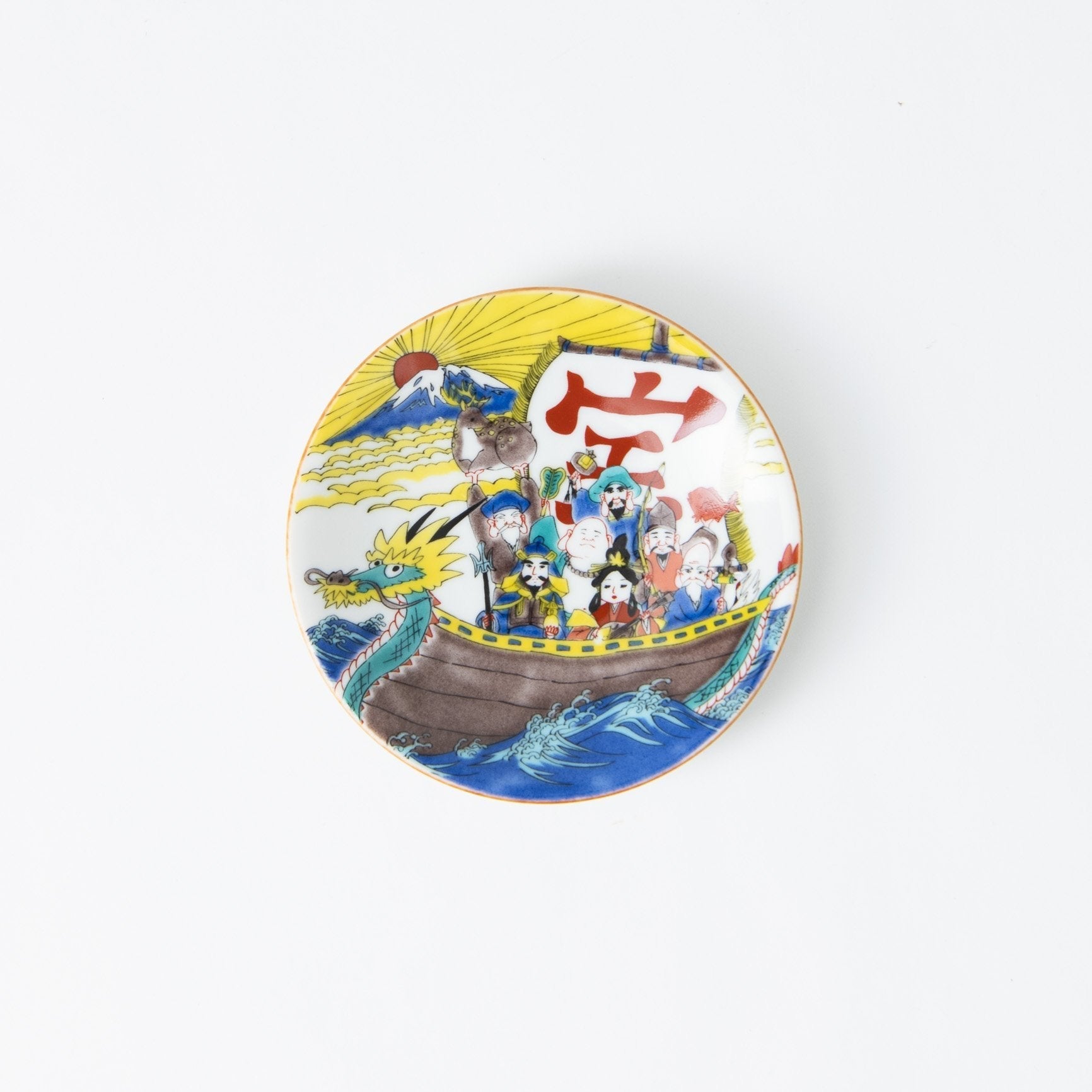 Seikou Kiln Treasure Ship Kutani Sauce Plate - MUSUBI KILN - Quality Japanese Tableware and Gift