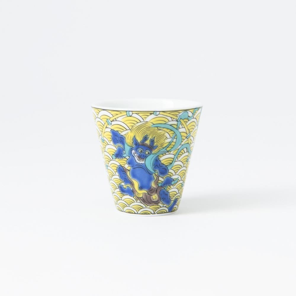 Seikou Kiln Wind and Thunder God Kutani Ochoko Sake Cup - MUSUBI KILN - Quality Japanese Tableware and Gift