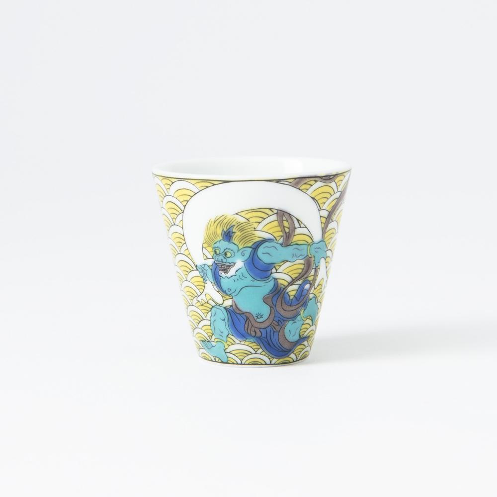 Seikou Kiln Wind and Thunder God Kutani Ochoko Sake Cup - MUSUBI KILN - Quality Japanese Tableware and Gift