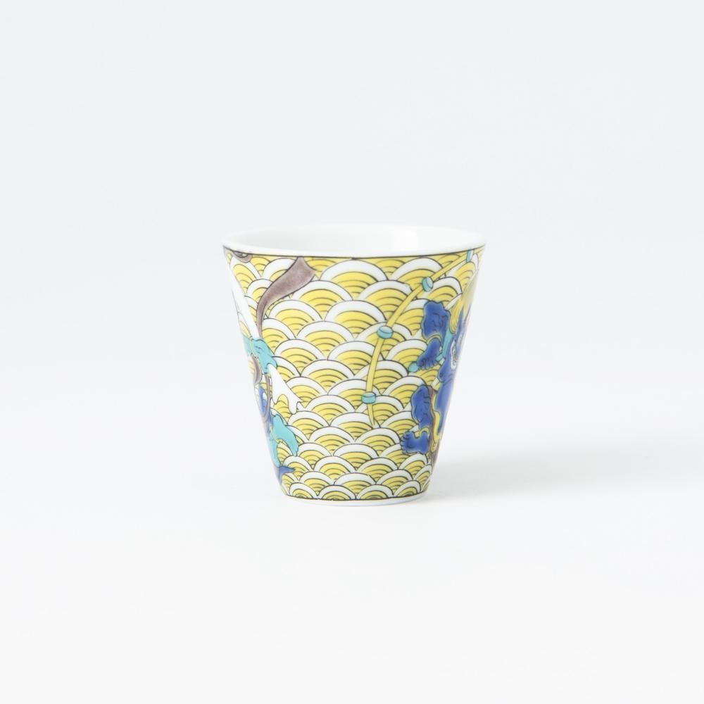 Seikou Kiln Wind and Thunder God Kutani Ochoko Sake Cup - MUSUBI KILN - Quality Japanese Tableware and Gift