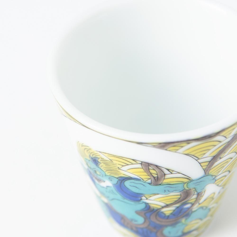 Seikou Kiln Wind and Thunder God Kutani Ochoko Sake Cup - MUSUBI KILN - Quality Japanese Tableware and Gift