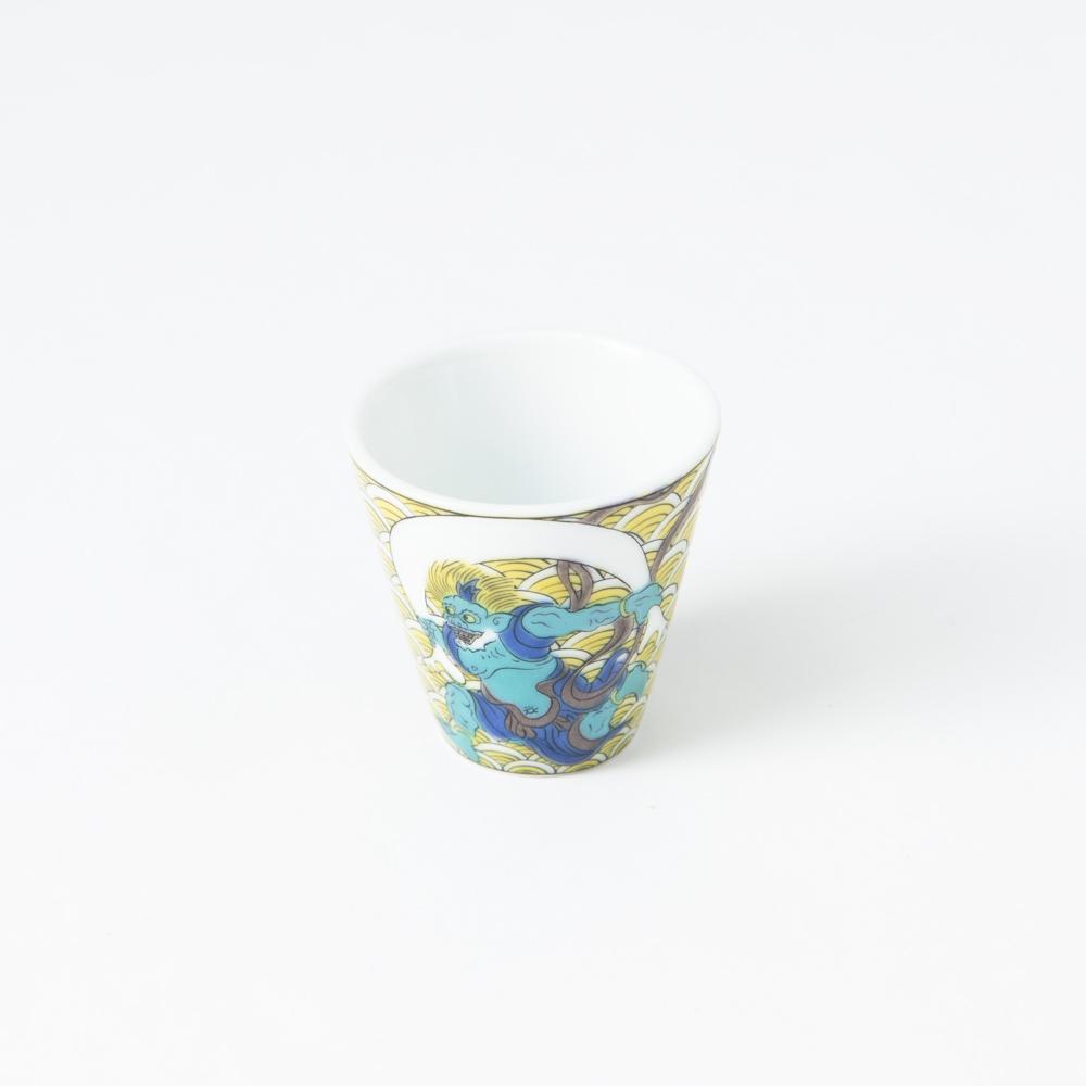 Seikou Kiln Wind and Thunder God Kutani Ochoko Sake Cup - MUSUBI KILN - Quality Japanese Tableware and Gift