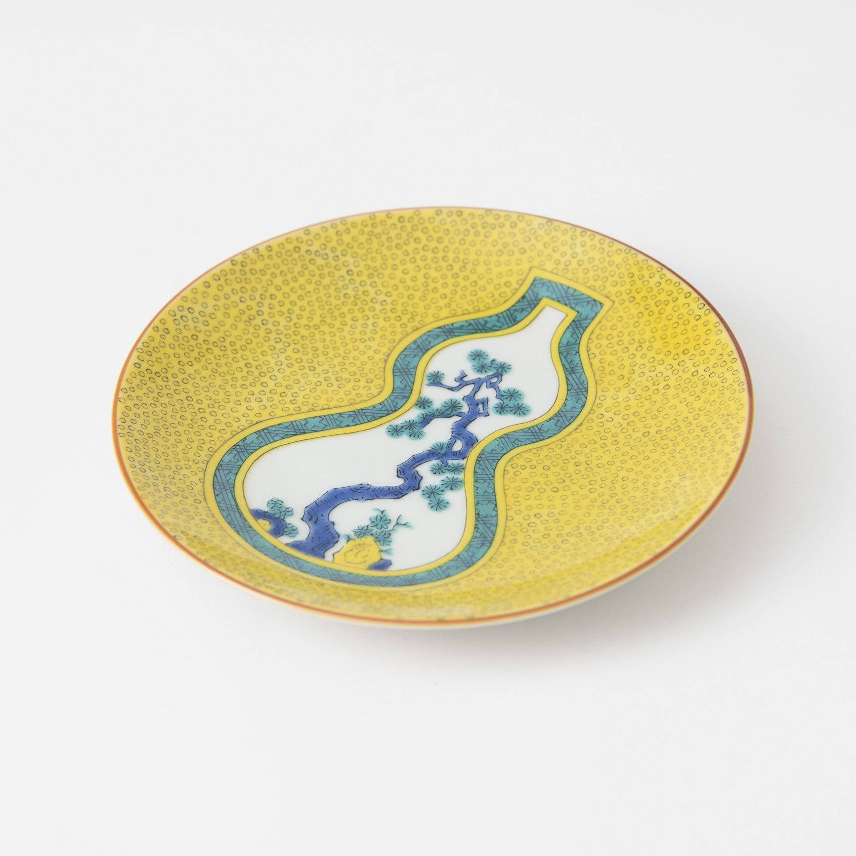 Seikou Kiln Yoshidaya Gourd Kutani Round Plate - MUSUBI KILN - Quality Japanese Tableware and Gift