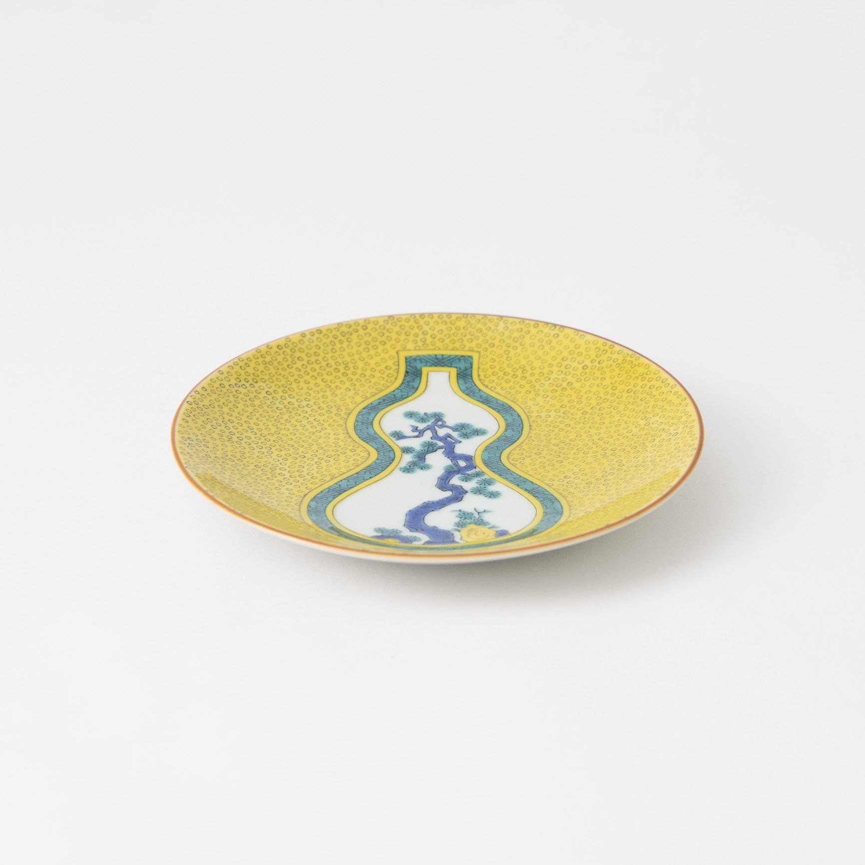 Seikou Kiln Yoshidaya Gourd Kutani Round Plate - MUSUBI KILN - Quality Japanese Tableware and Gift