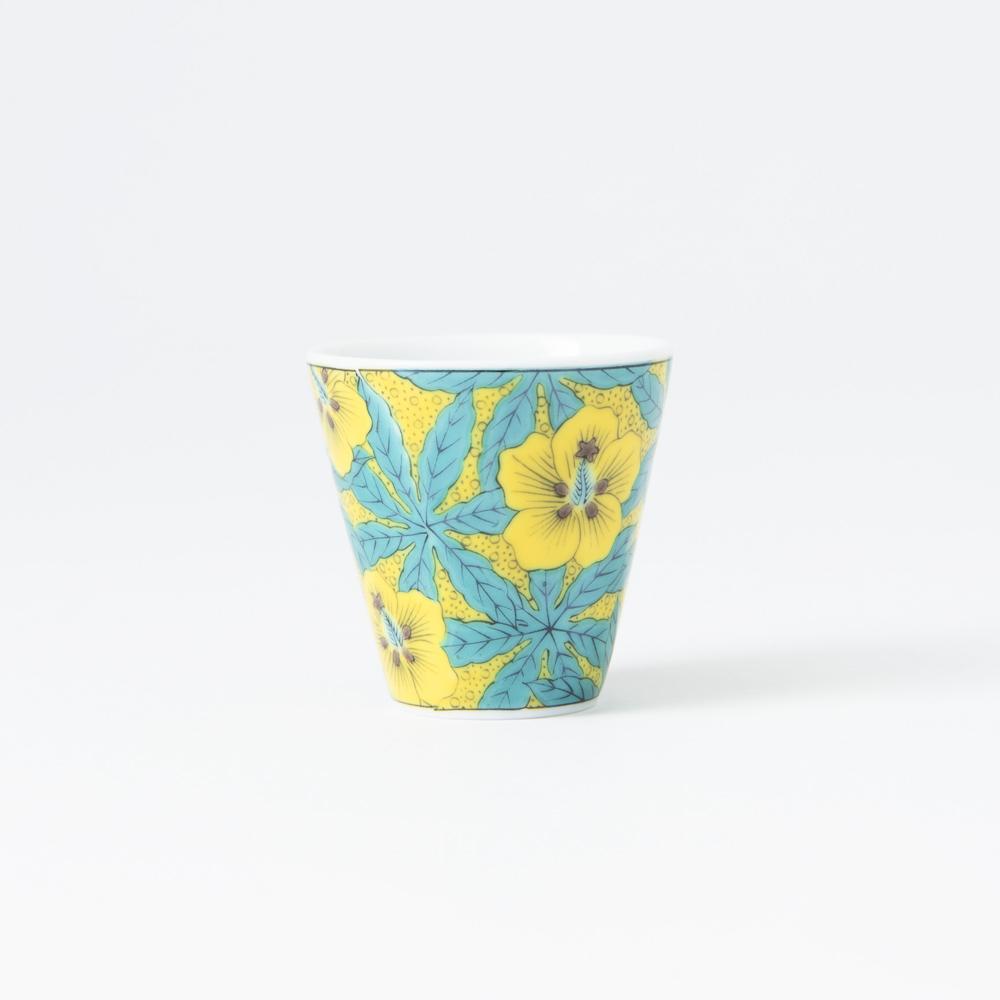 Seikou Kiln Yoshidaya Kutani Hibiscus Ochoko Sake Cup - MUSUBI KILN - Quality Japanese Tableware and Gift