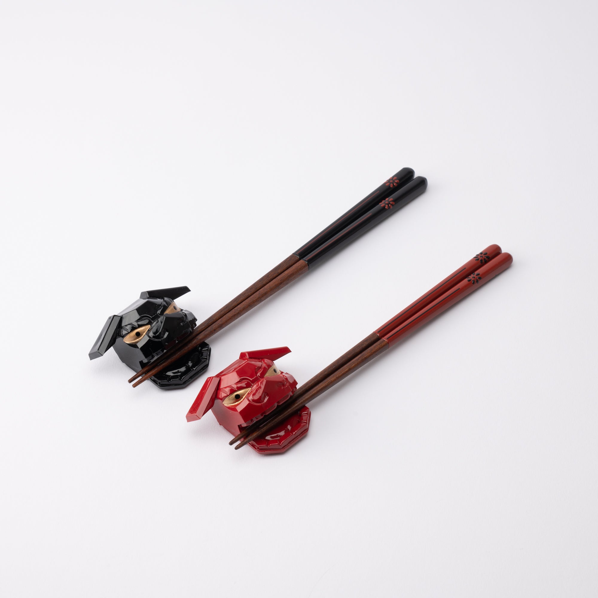 Shishimai Wakasa Lacquerware Chopsticks 23 cm (9 in) / 21 cm (8.3 in) and Chopstick Rests (Set of Two) - MUSUBI KILN - Quality Japanese Tableware and Gift