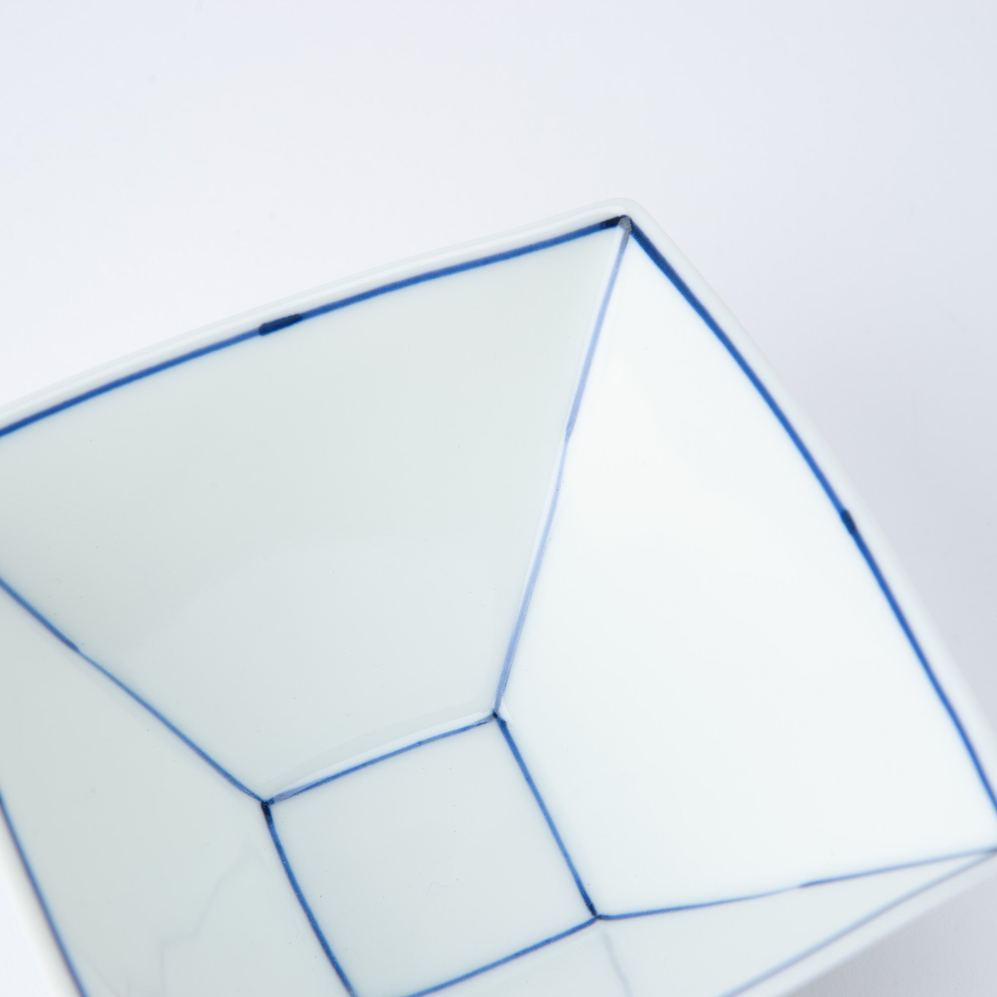 SINGAMA Blue Line Seto Ware Square Kobachi Bowl 4.5in - MUSUBI KILN - Quality Japanese Tableware and Gift