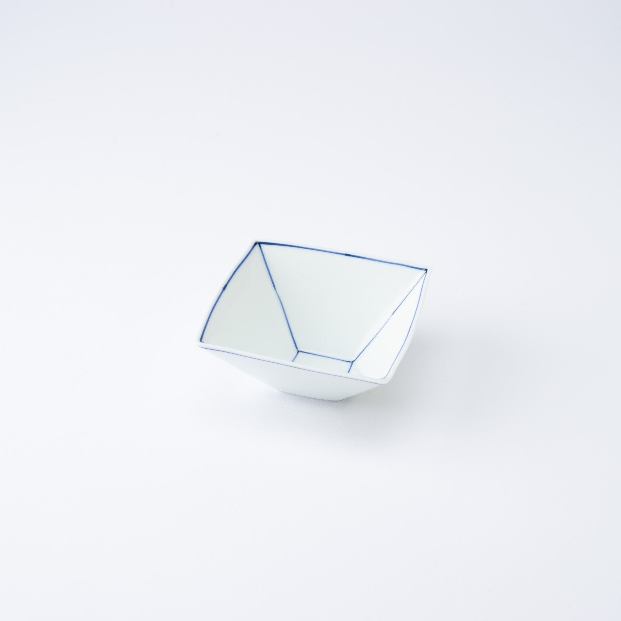 SINGAMA Blue Line Seto Ware Square Kobachi Bowl 4.5in - MUSUBI KILN - Quality Japanese Tableware and Gift