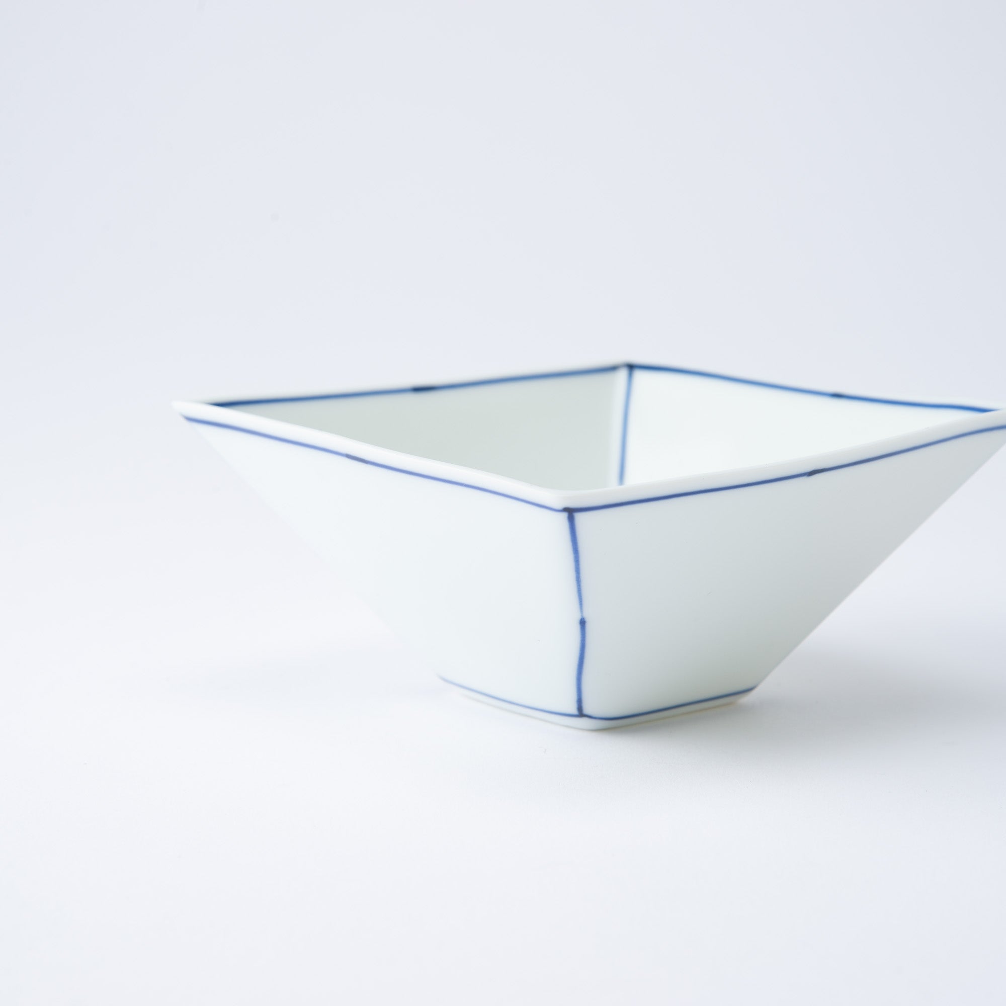 SINGAMA Blue Line Seto Ware Square Kobachi Bowl 4.5in - MUSUBI KILN - Quality Japanese Tableware and Gift