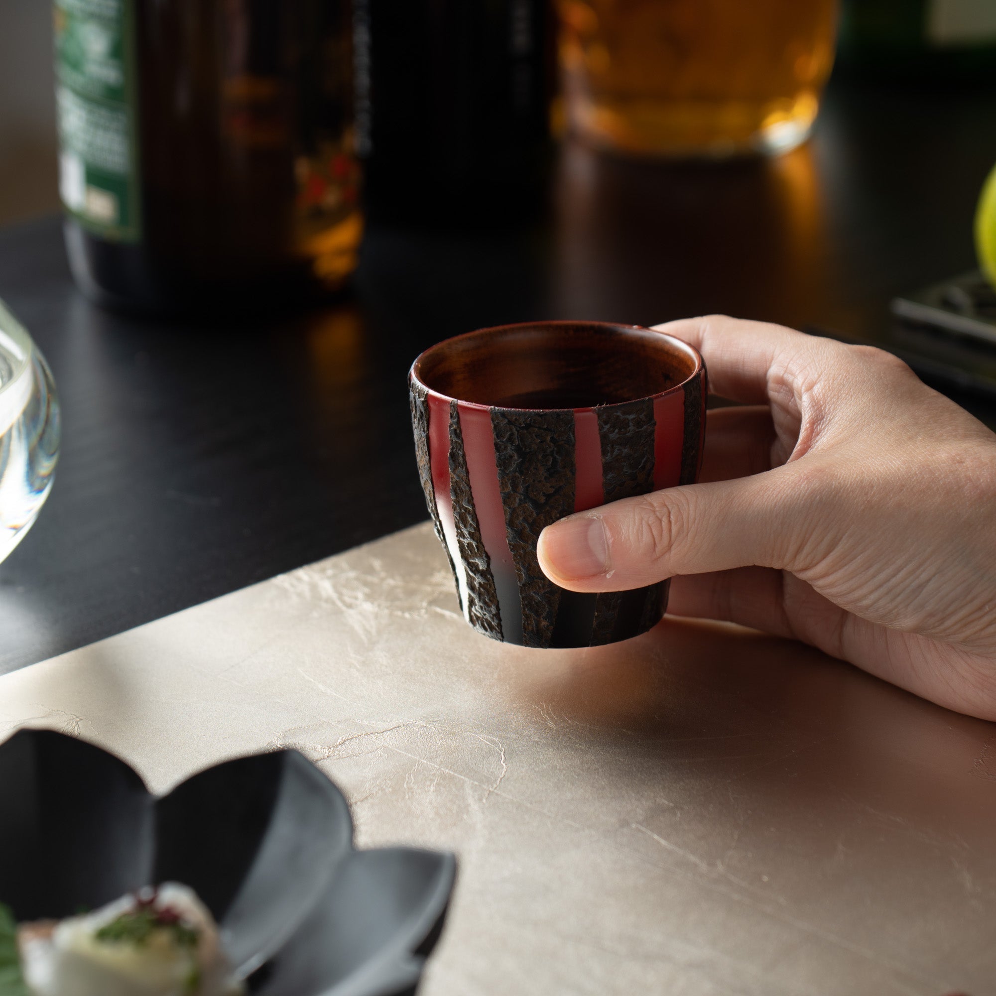 Sinra Line Kagawa Lacquerware Guinomi Sake Cup - MUSUBI KILN - Quality Japanese Tableware and Gift