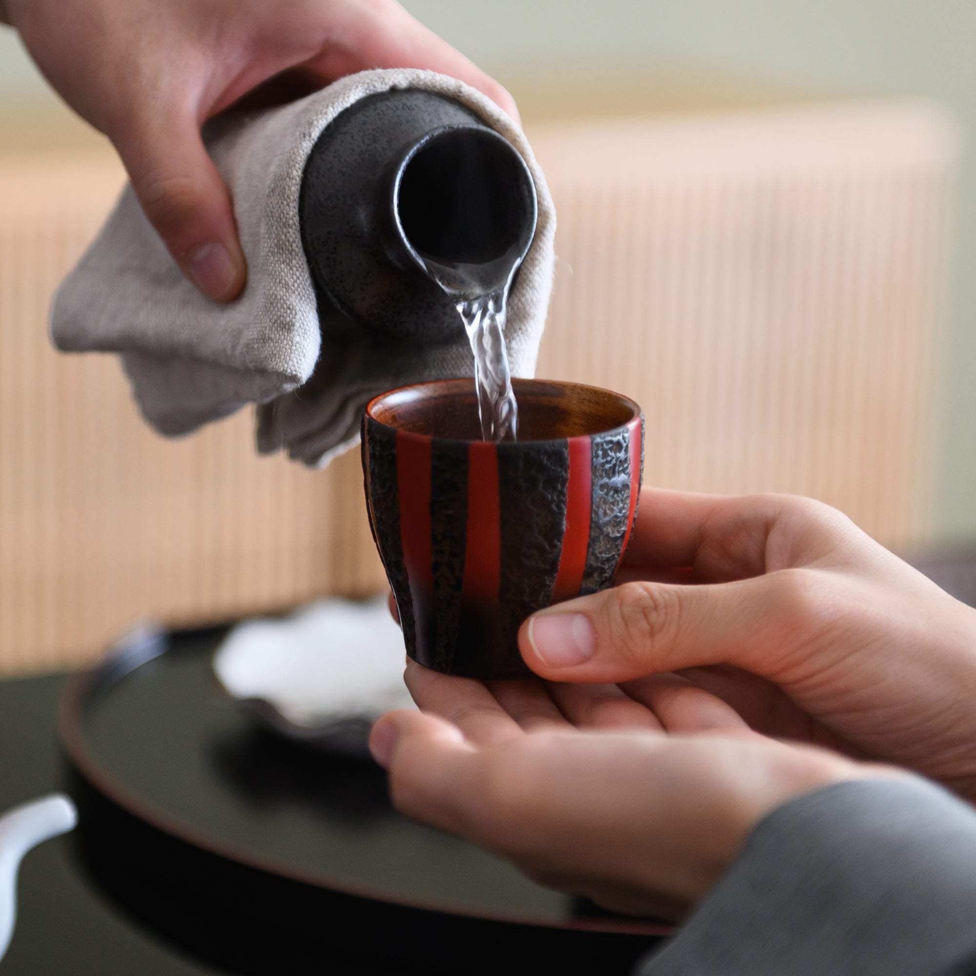 Sinra Line Kagawa Lacquerware Guinomi Sake Cup - MUSUBI KILN - Quality Japanese Tableware and Gift