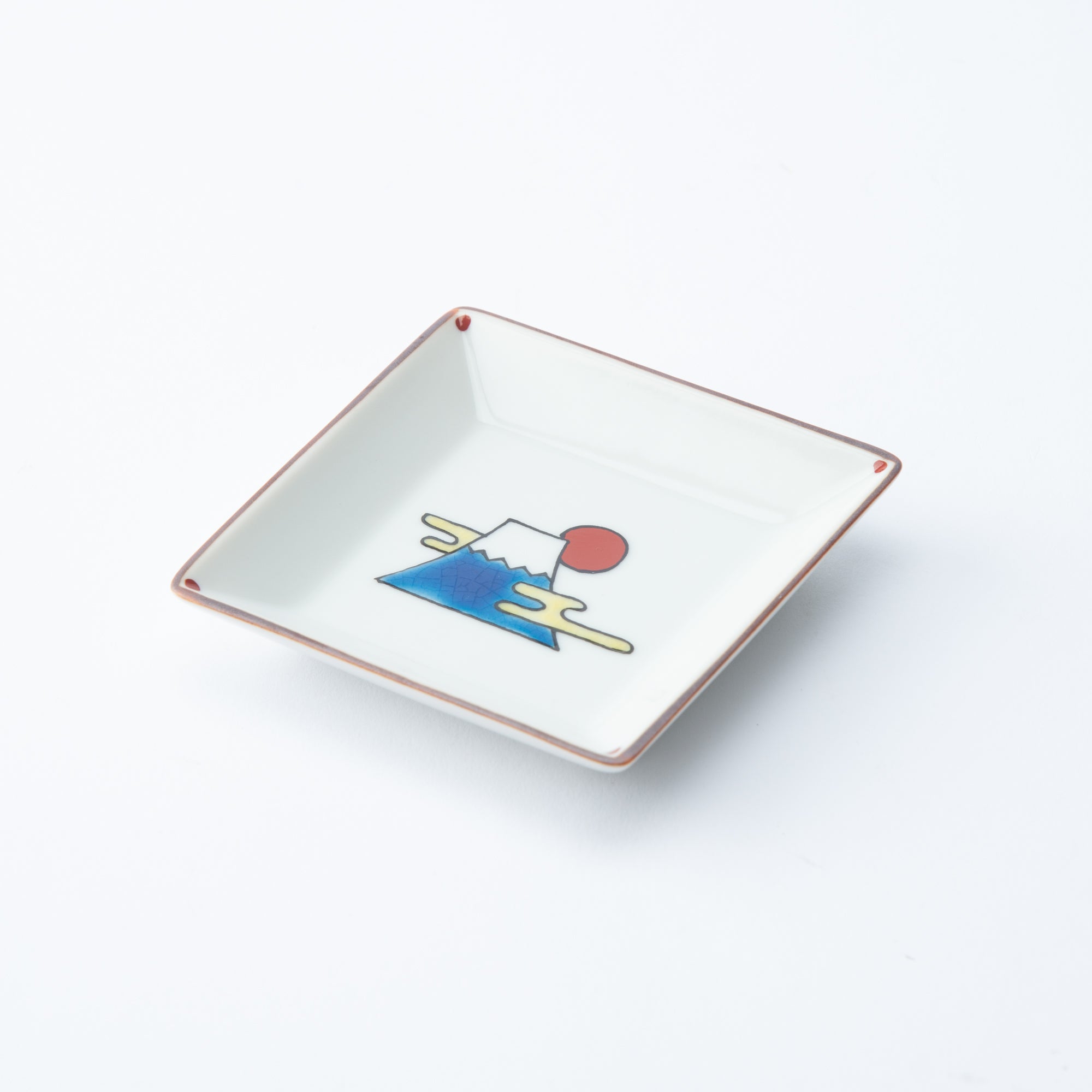 Soukyu Kiln Blue Mt. Fuji Kutani Sauce Plate - MUSUBI KILN - Quality Japanese Tableware and Gift