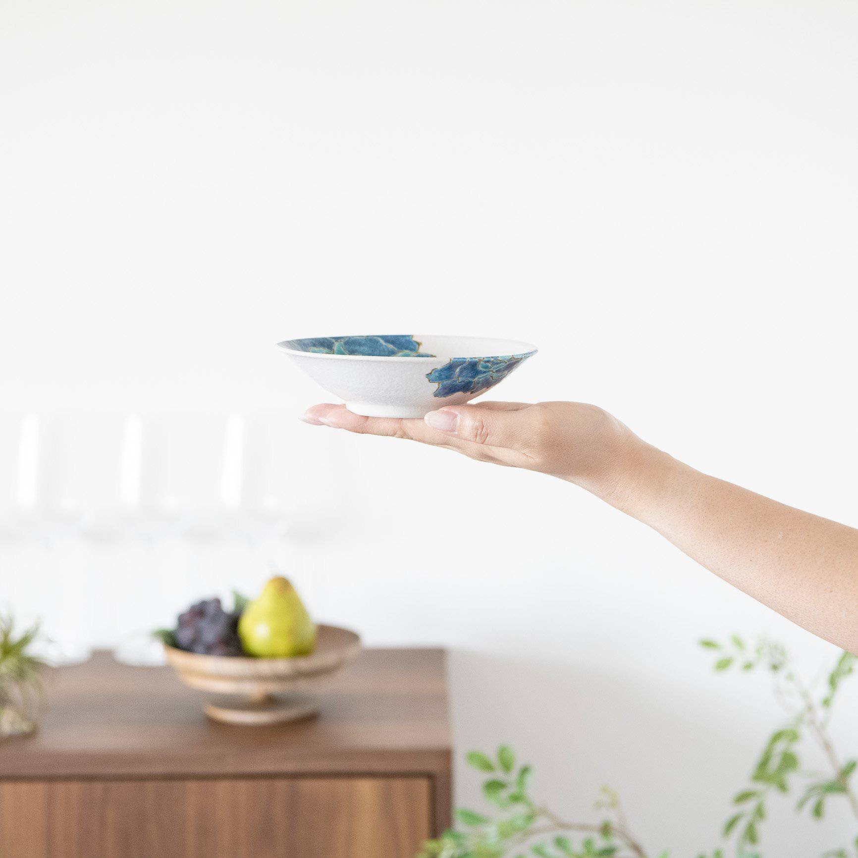 Souraku - An Blue Peony Bowl Set A - MUSUBI KILN - Quality Japanese Tableware and Gift