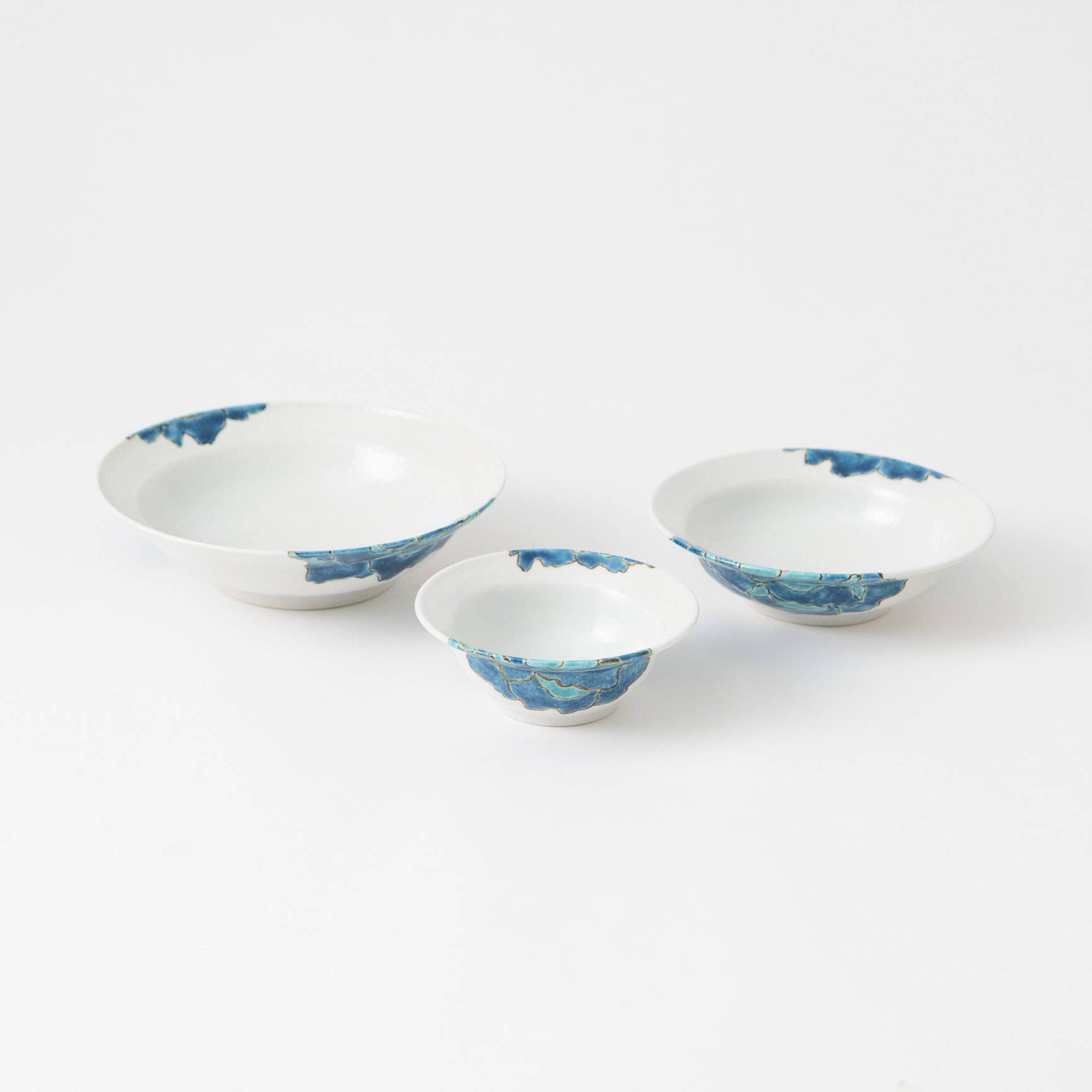 Souraku - An Blue Peony Bowl Set B - MUSUBI KILN - Quality Japanese Tableware and Gift