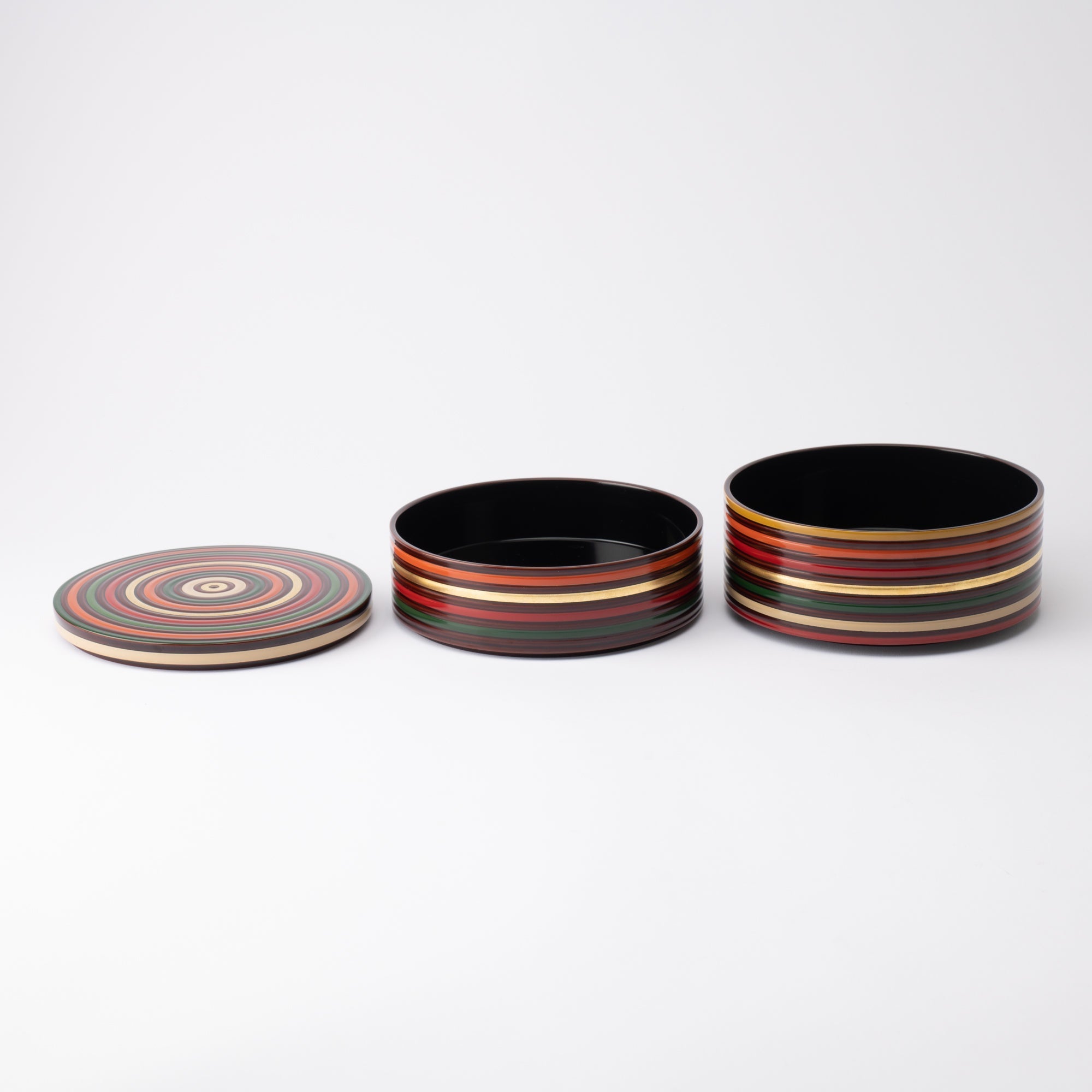 Spinning Top Yamanaka Lacquerware Two Tiers Round Jubako Bento Box - MUSUBI KILN - Quality Japanese Tableware and Gift