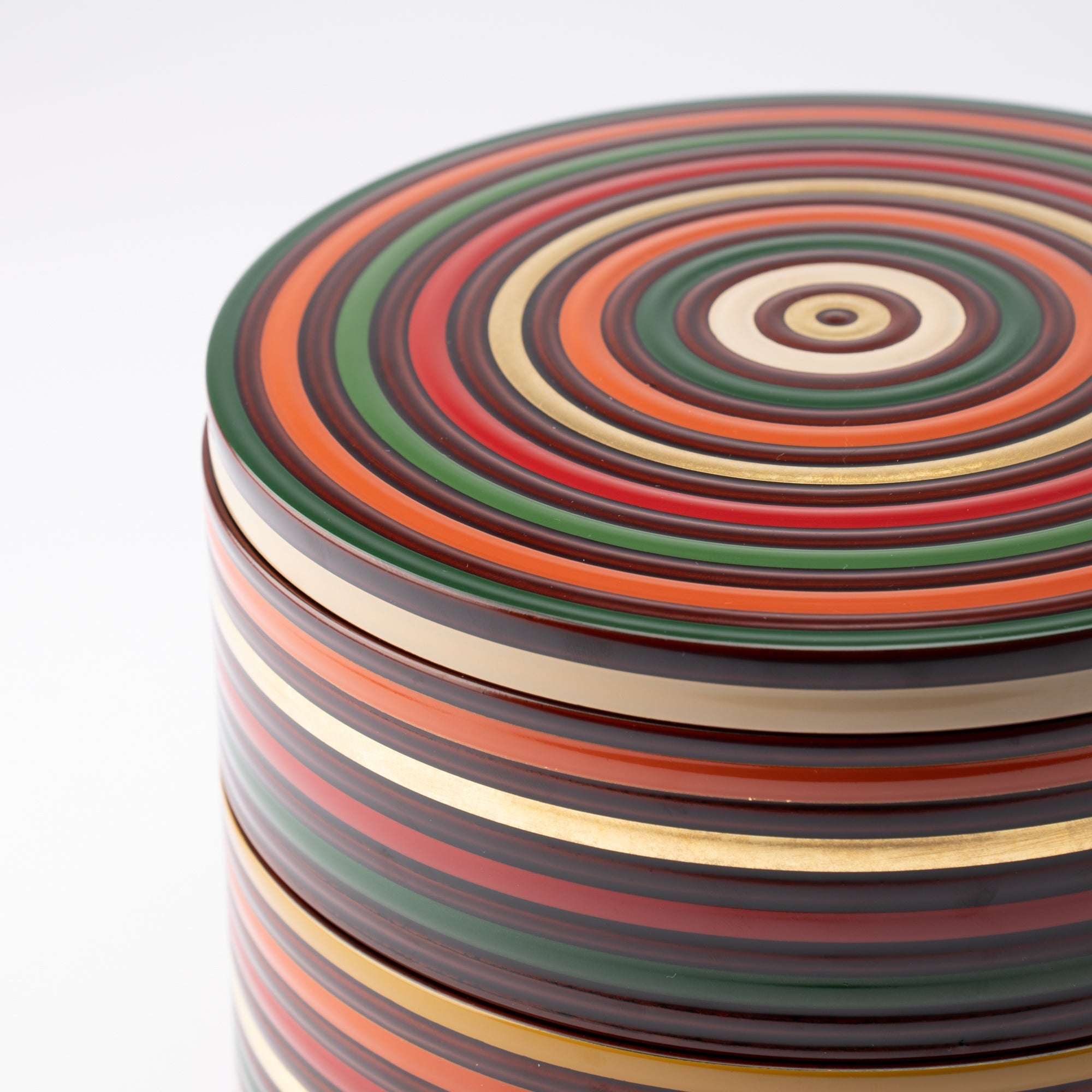 Spinning Top Yamanaka Lacquerware Two Tiers Round Jubako Bento Box - MUSUBI KILN - Quality Japanese Tableware and Gift