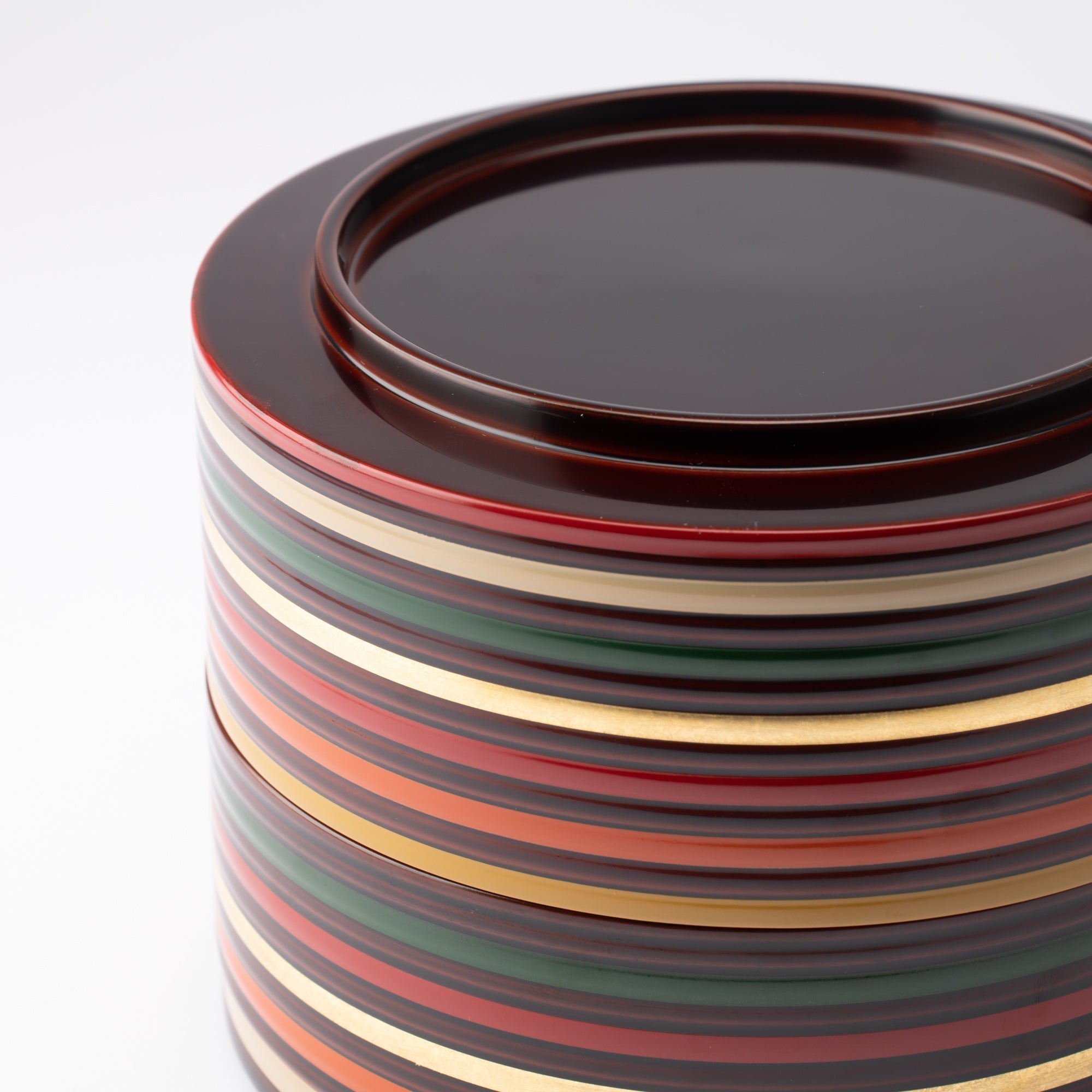 Spinning Top Yamanaka Lacquerware Two Tiers Round Jubako Bento Box - MUSUBI KILN - Quality Japanese Tableware and Gift