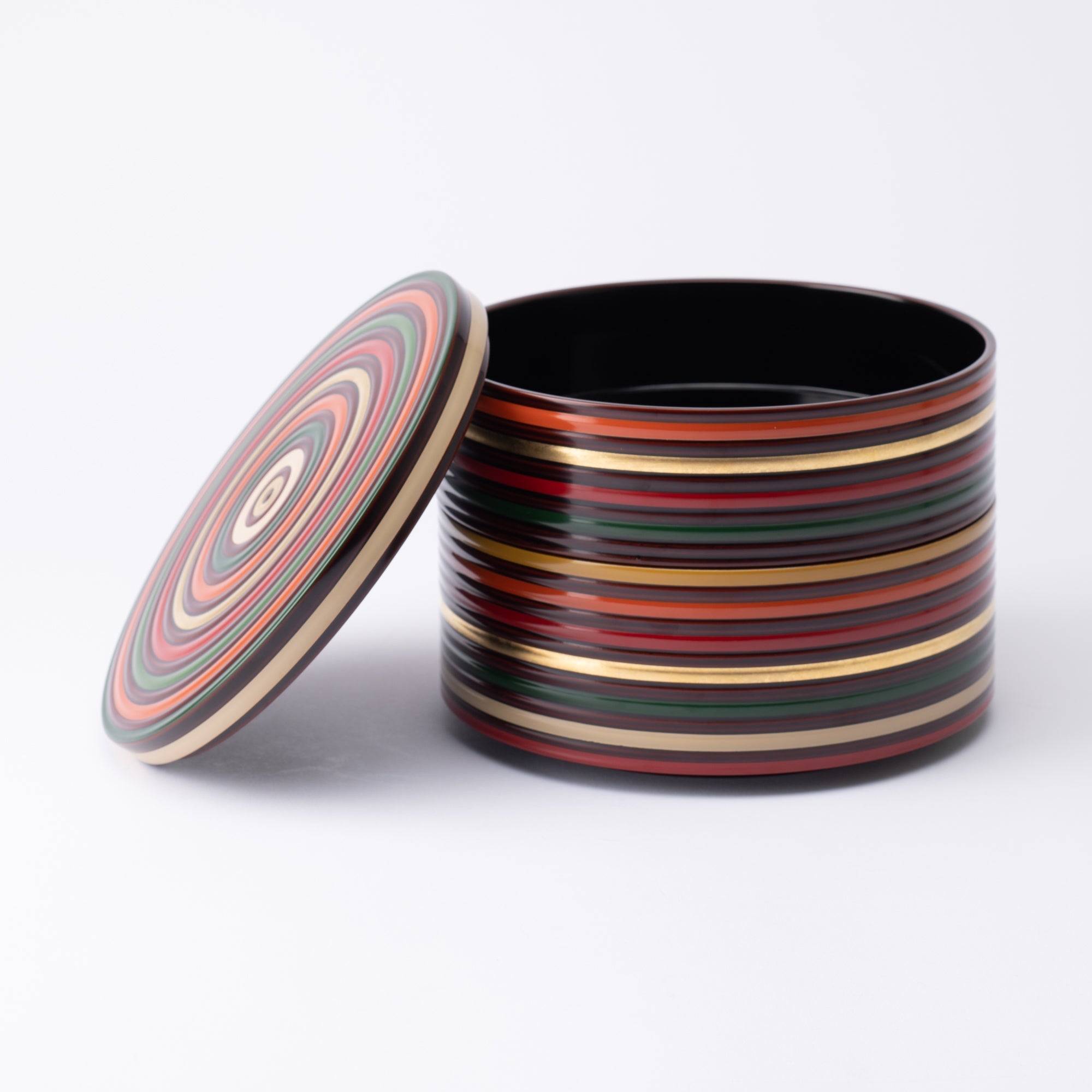Spinning Top Yamanaka Lacquerware Two Tiers Round Jubako Bento Box - MUSUBI KILN - Quality Japanese Tableware and Gift