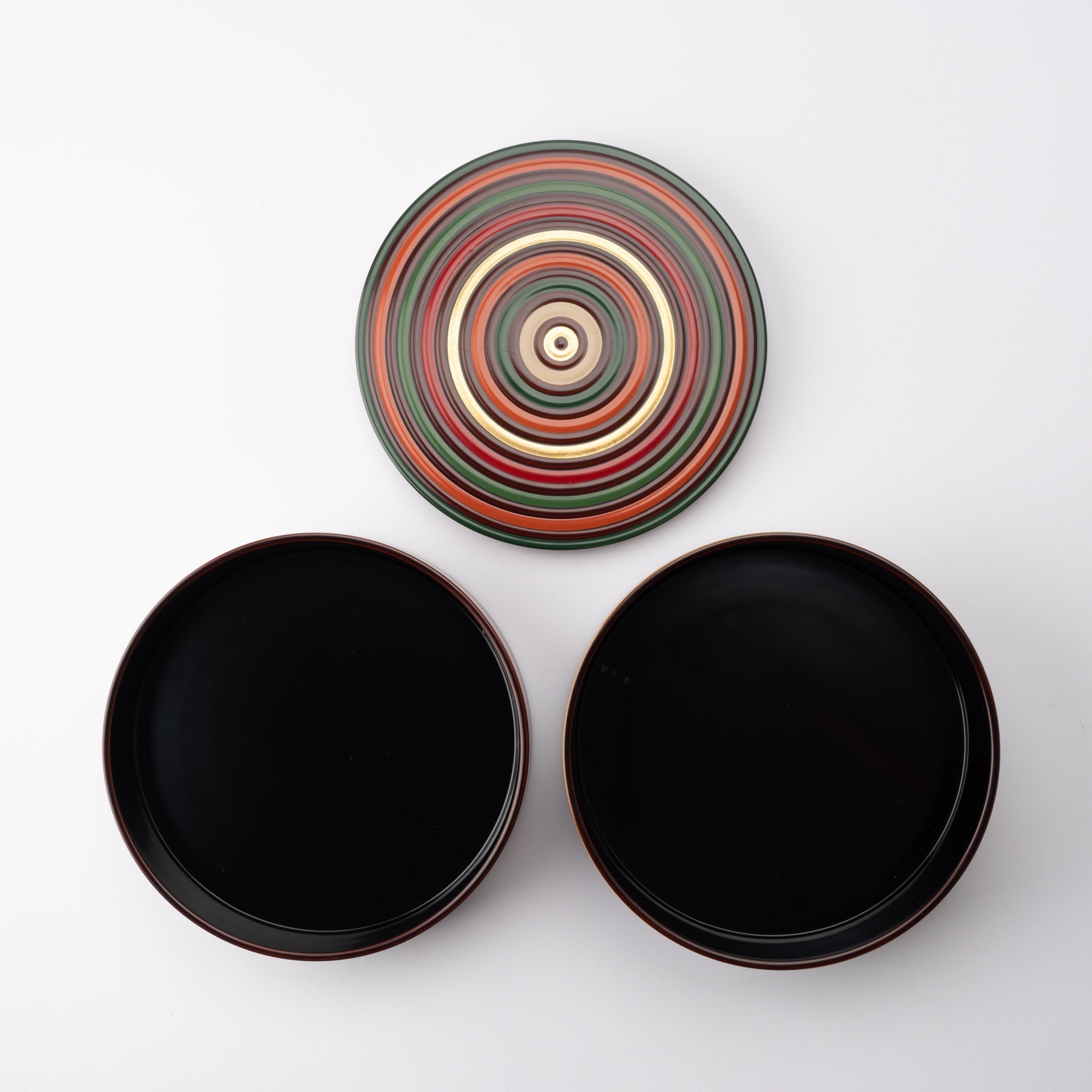 Spinning Top Yamanaka Lacquerware Two Tiers Round Jubako Bento Box - MUSUBI KILN - Quality Japanese Tableware and Gift