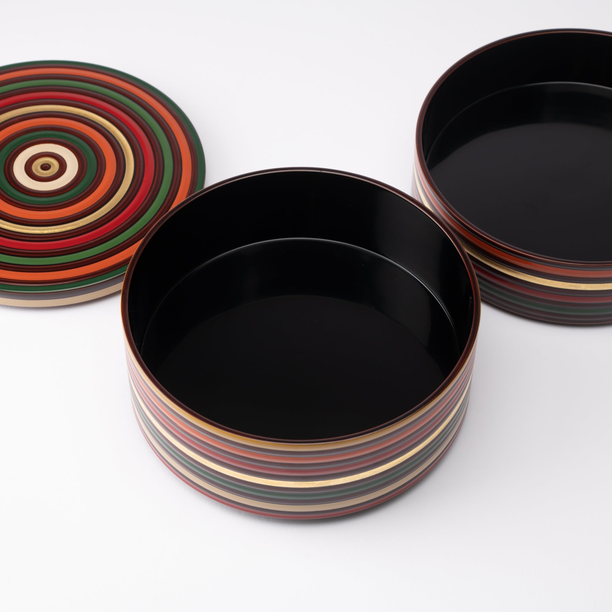 Spinning Top Yamanaka Lacquerware Two Tiers Round Jubako Bento Box - MUSUBI KILN - Quality Japanese Tableware and Gift