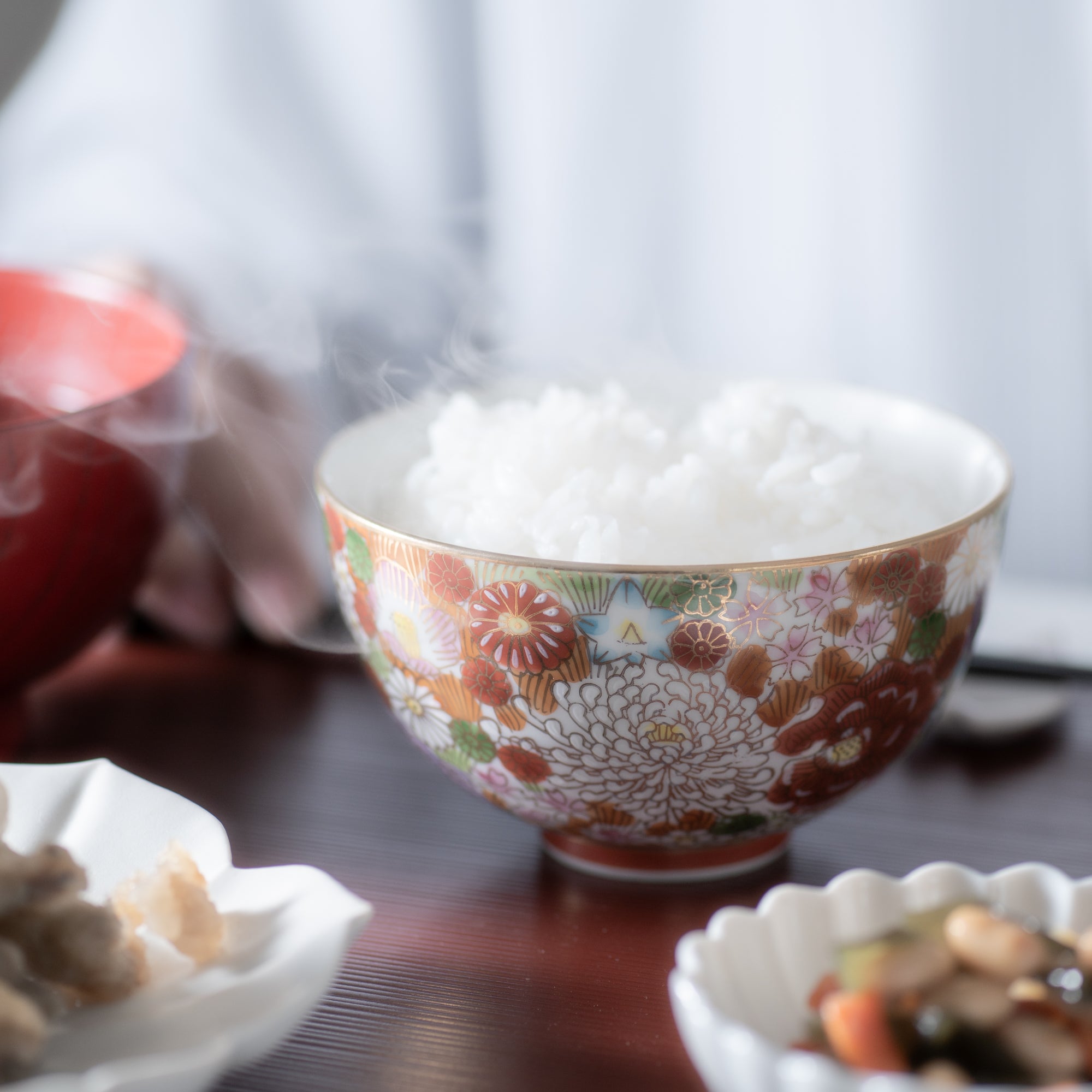 Taishi Kiln Hanazume Kutani Hanazume Japanese Rice Bowl - MUSUBI KILN - Quality Japanese Tableware and Gift