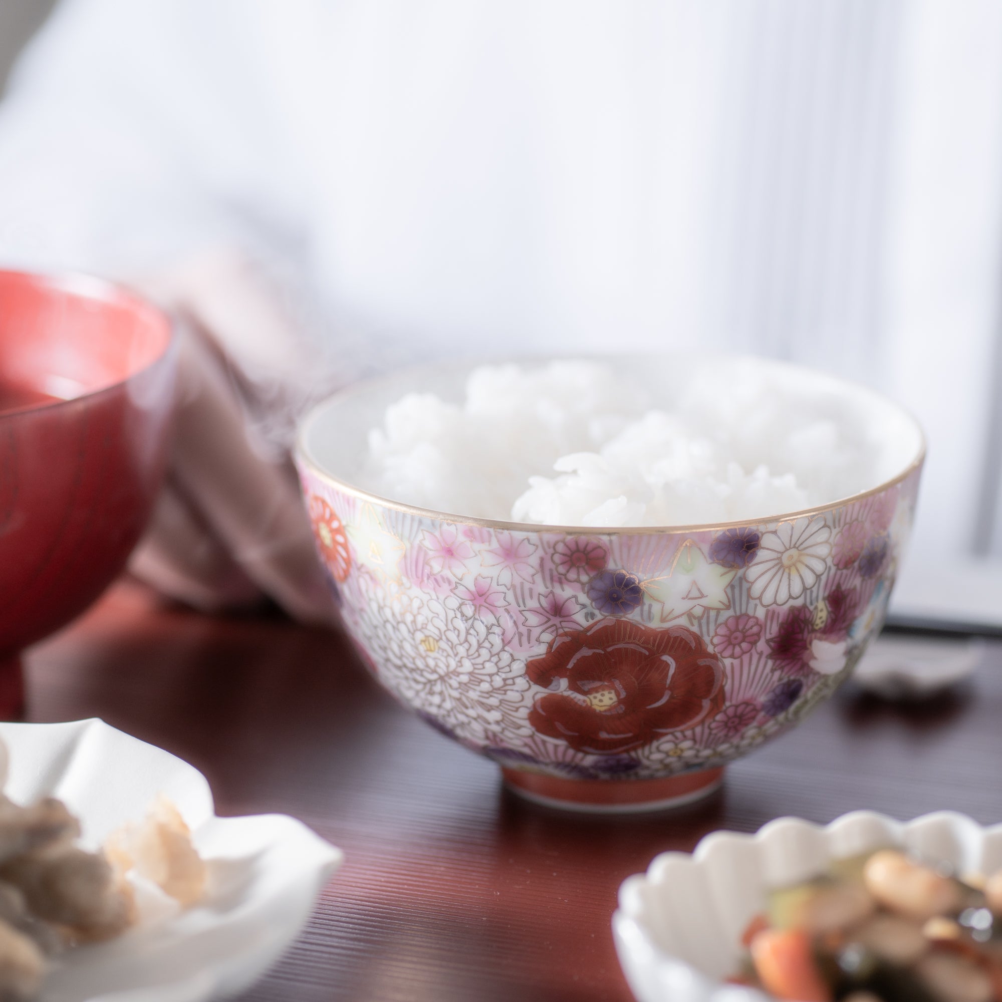 Taishi Kiln Hanazume Kutani Hanazume Japanese Rice Bowl - MUSUBI KILN - Quality Japanese Tableware and Gift