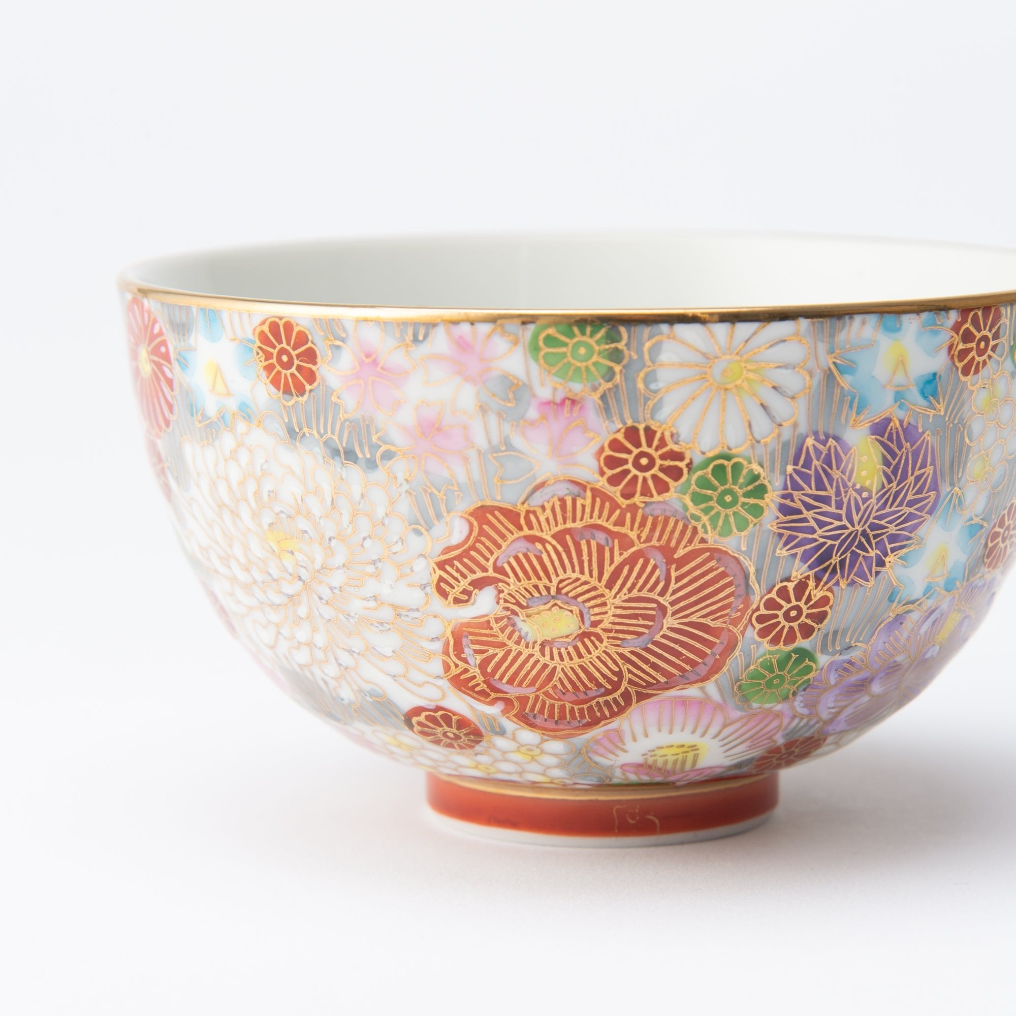 Taishi Kiln Hanazume Kutani Hanazume Japanese Rice Bowl - MUSUBI KILN - Quality Japanese Tableware and Gift