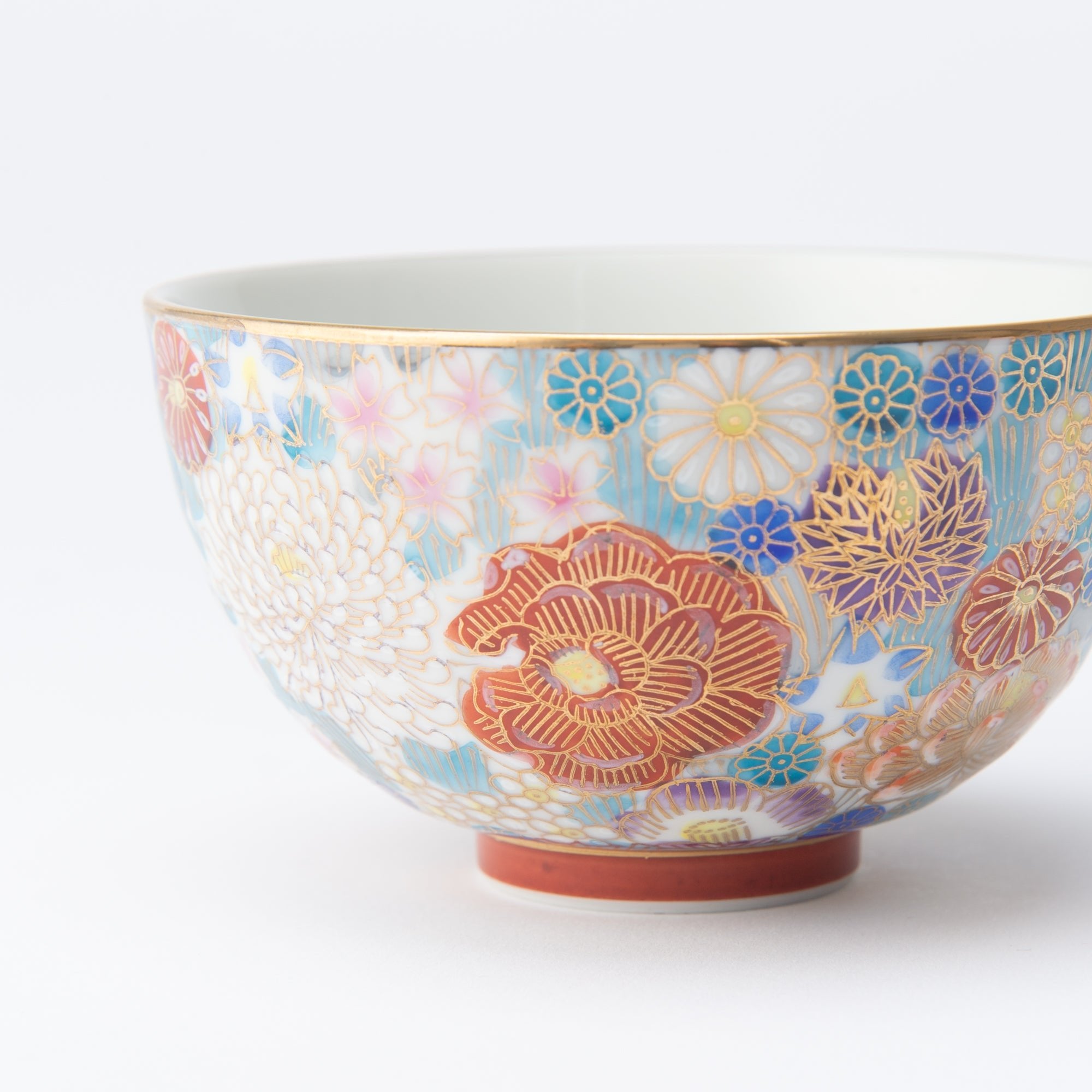 Taishi Kiln Hanazume Kutani Hanazume Japanese Rice Bowl - MUSUBI KILN - Quality Japanese Tableware and Gift