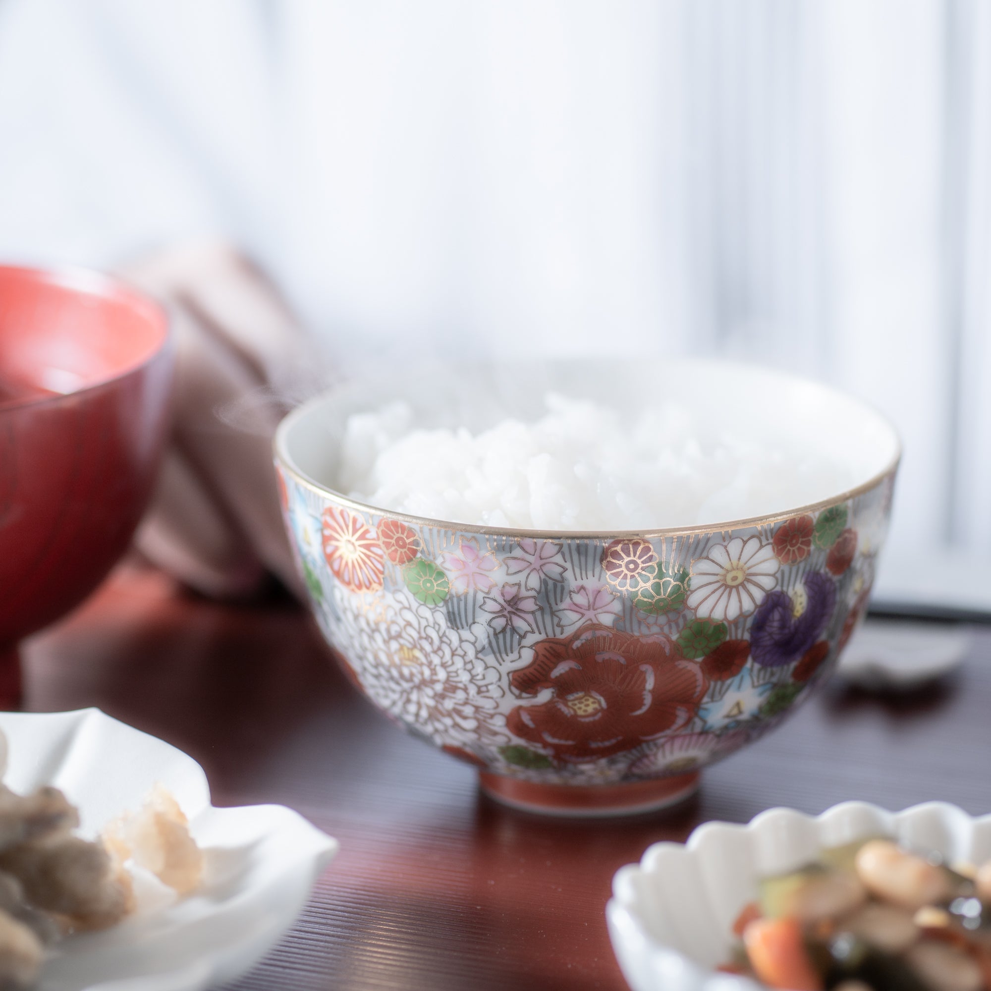 Taishi Kiln Hanazume Kutani Hanazume Japanese Rice Bowl - MUSUBI KILN - Quality Japanese Tableware and Gift