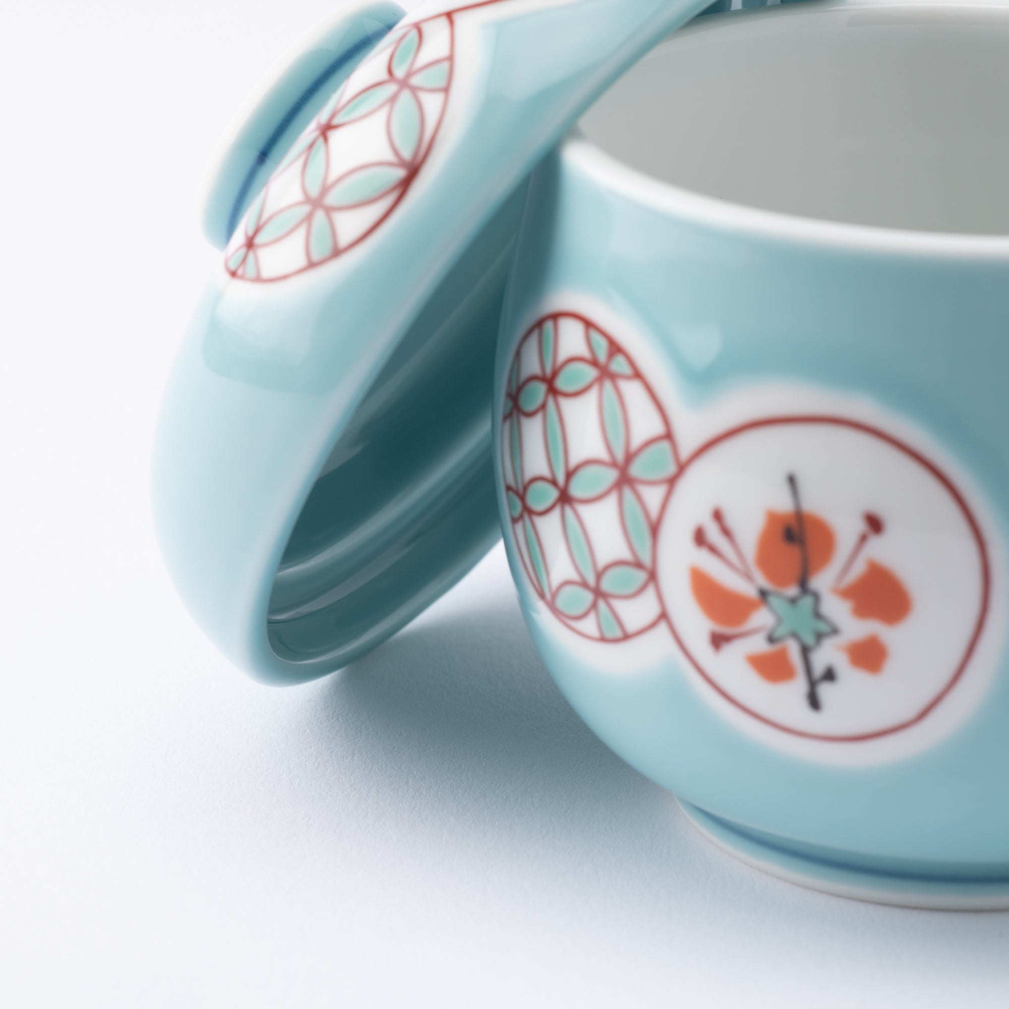 Tasei Kiln Celadon Circle Pattern Arita Chawanmushi Bowl - MUSUBI KILN - Quality Japanese Tableware and Gift