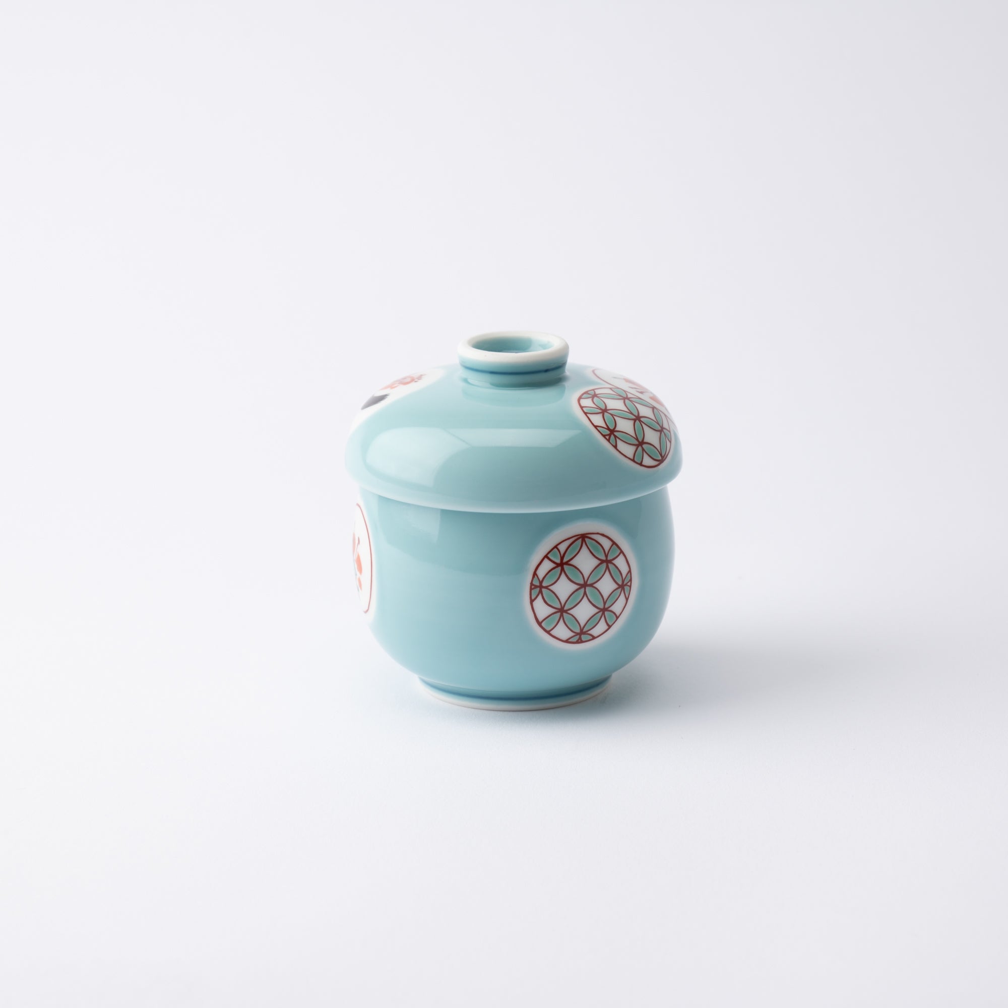 Tasei Kiln Celadon Circle Pattern Arita Chawanmushi Bowl - MUSUBI KILN - Quality Japanese Tableware and Gift