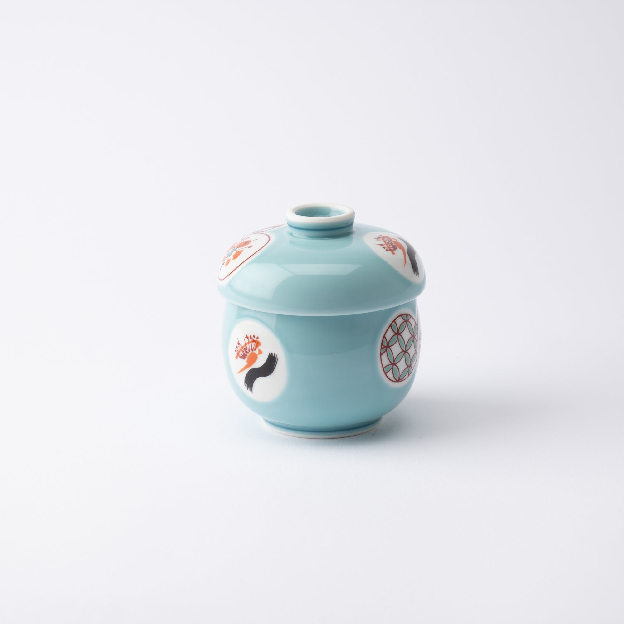 Tasei Kiln Celadon Circle Pattern Arita Chawanmushi Bowl - MUSUBI KILN - Quality Japanese Tableware and Gift