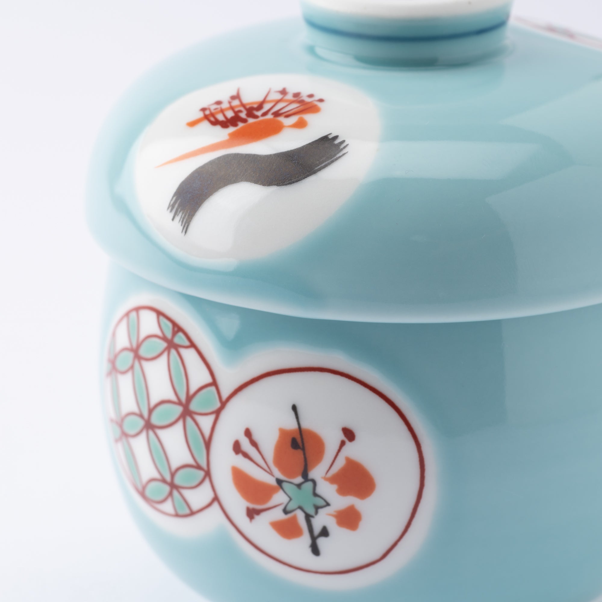 Tasei Kiln Celadon Circle Pattern Arita Chawanmushi Bowl - MUSUBI KILN - Quality Japanese Tableware and Gift
