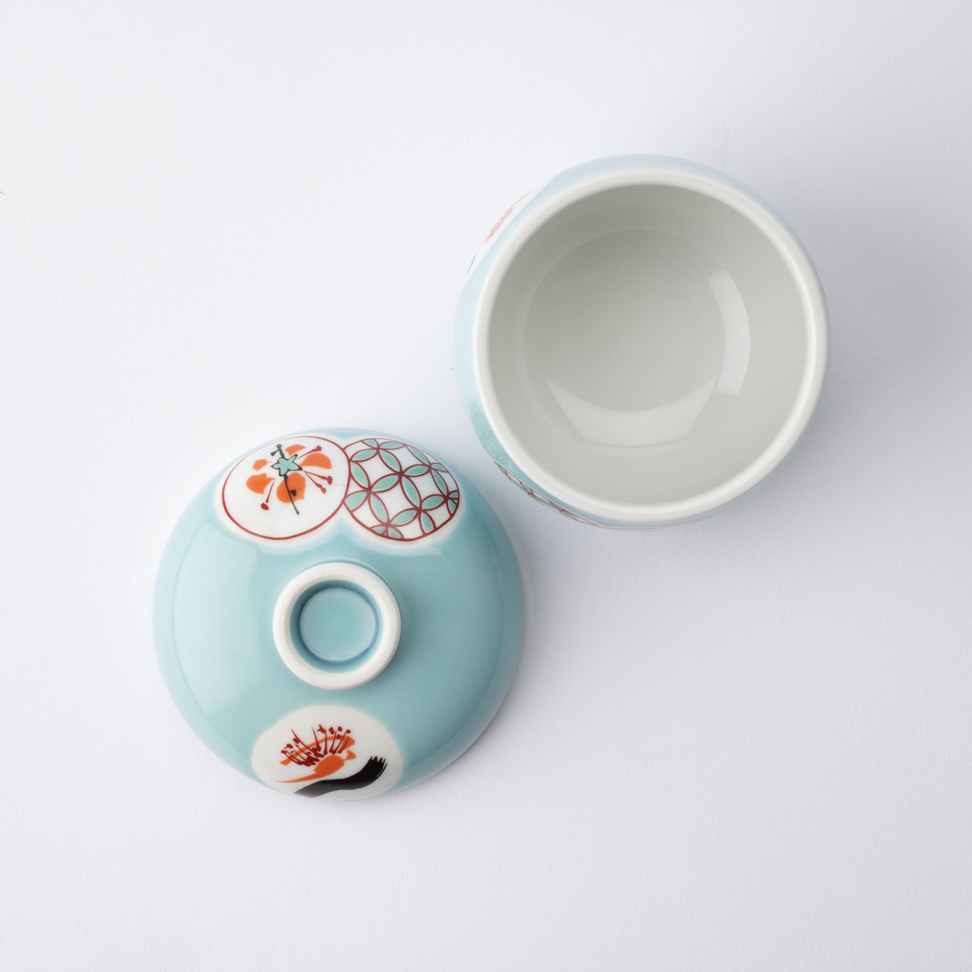 Tasei Kiln Celadon Circle Pattern Arita Chawanmushi Bowl - MUSUBI KILN - Quality Japanese Tableware and Gift