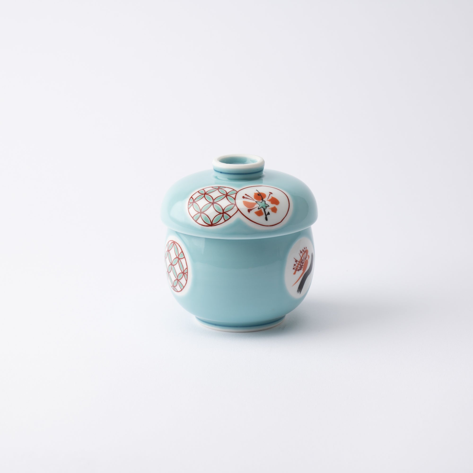Tasei Kiln Celadon Circle Pattern Arita Chawanmushi Bowl - MUSUBI KILN - Quality Japanese Tableware and Gift