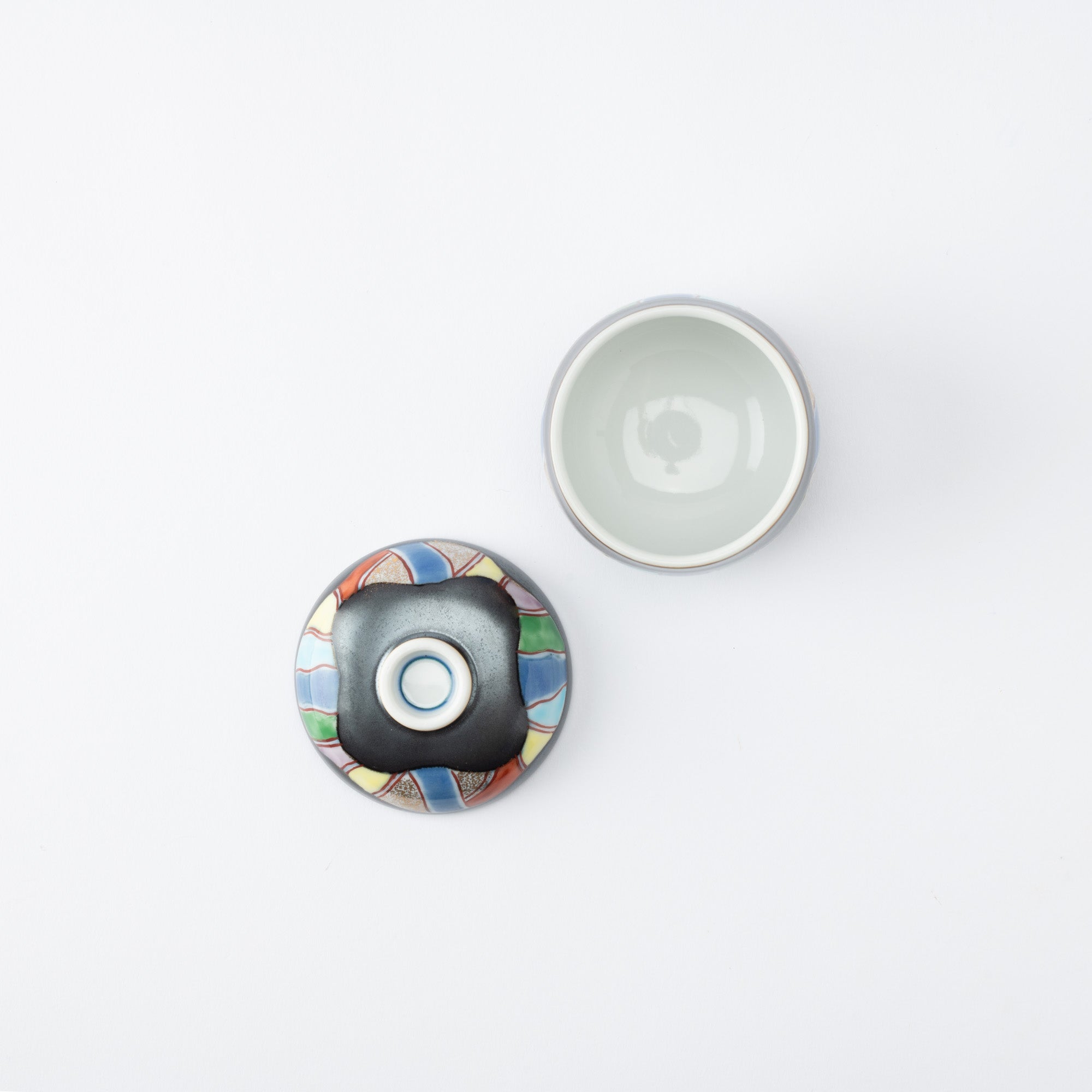 Tasei Kiln Tenmoku Color Stripe Arita Chawanmushi Bowl - MUSUBI KILN - Quality Japanese Tableware and Gift