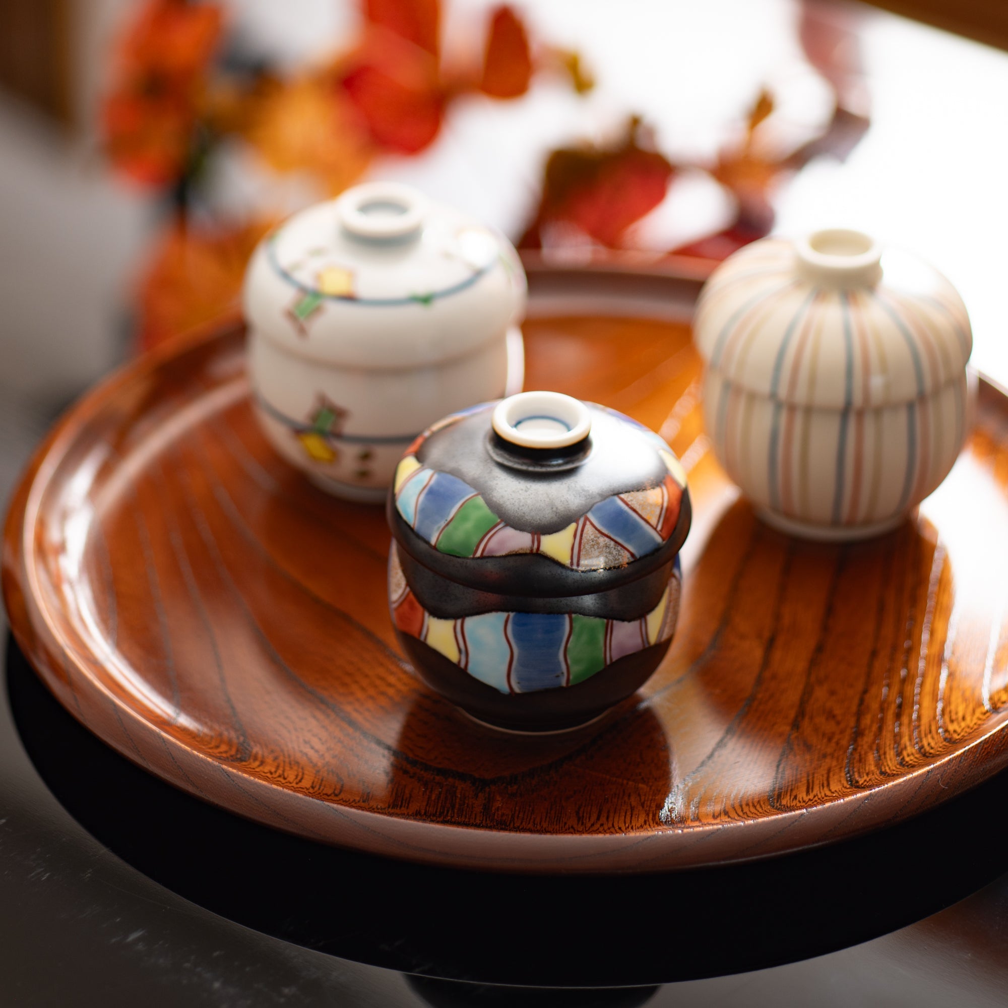 Tasei Kiln Tenmoku Color Stripe Arita Chawanmushi Bowl - MUSUBI KILN - Quality Japanese Tableware and Gift