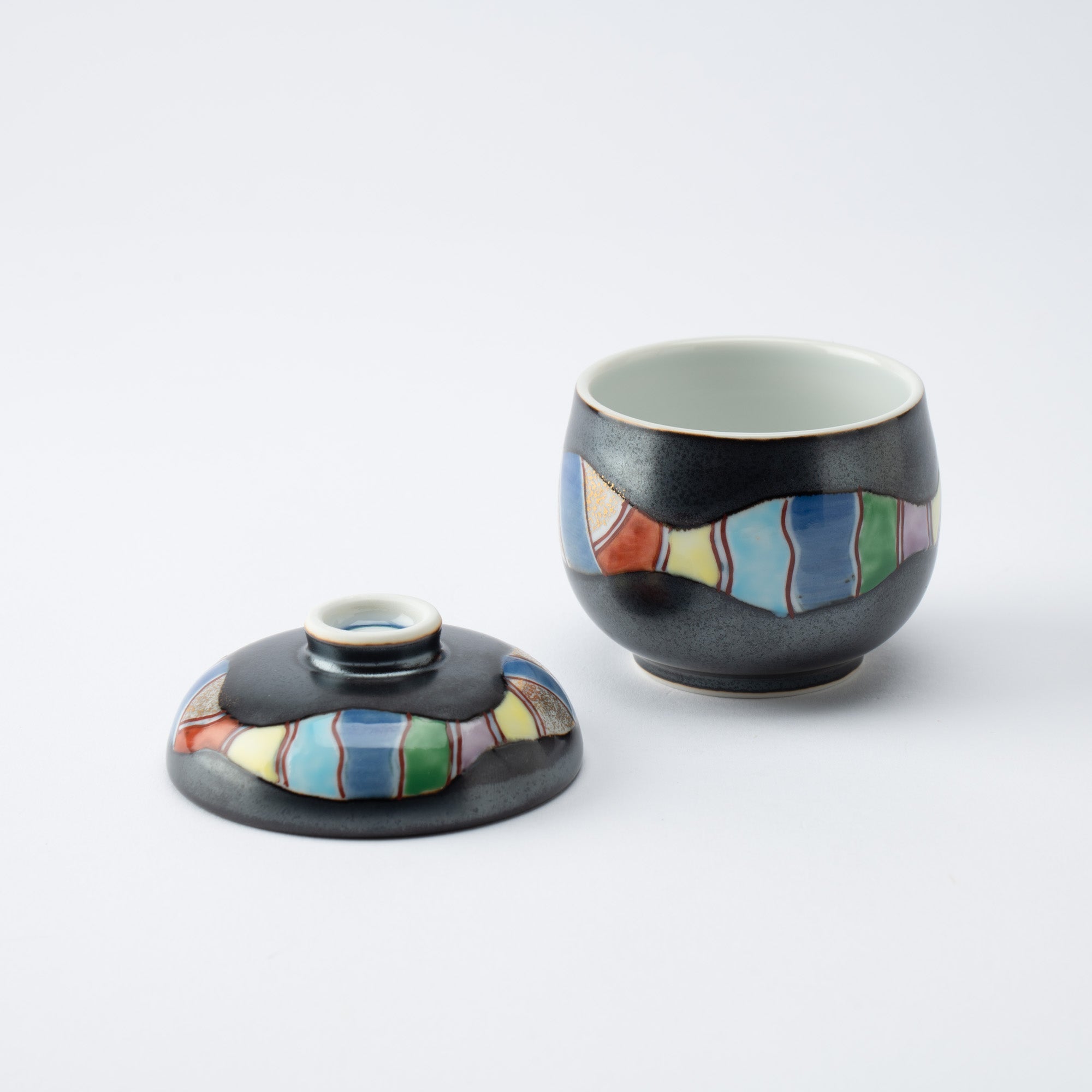 Tasei Kiln Tenmoku Color Stripe Arita Chawanmushi Bowl - MUSUBI KILN - Quality Japanese Tableware and Gift
