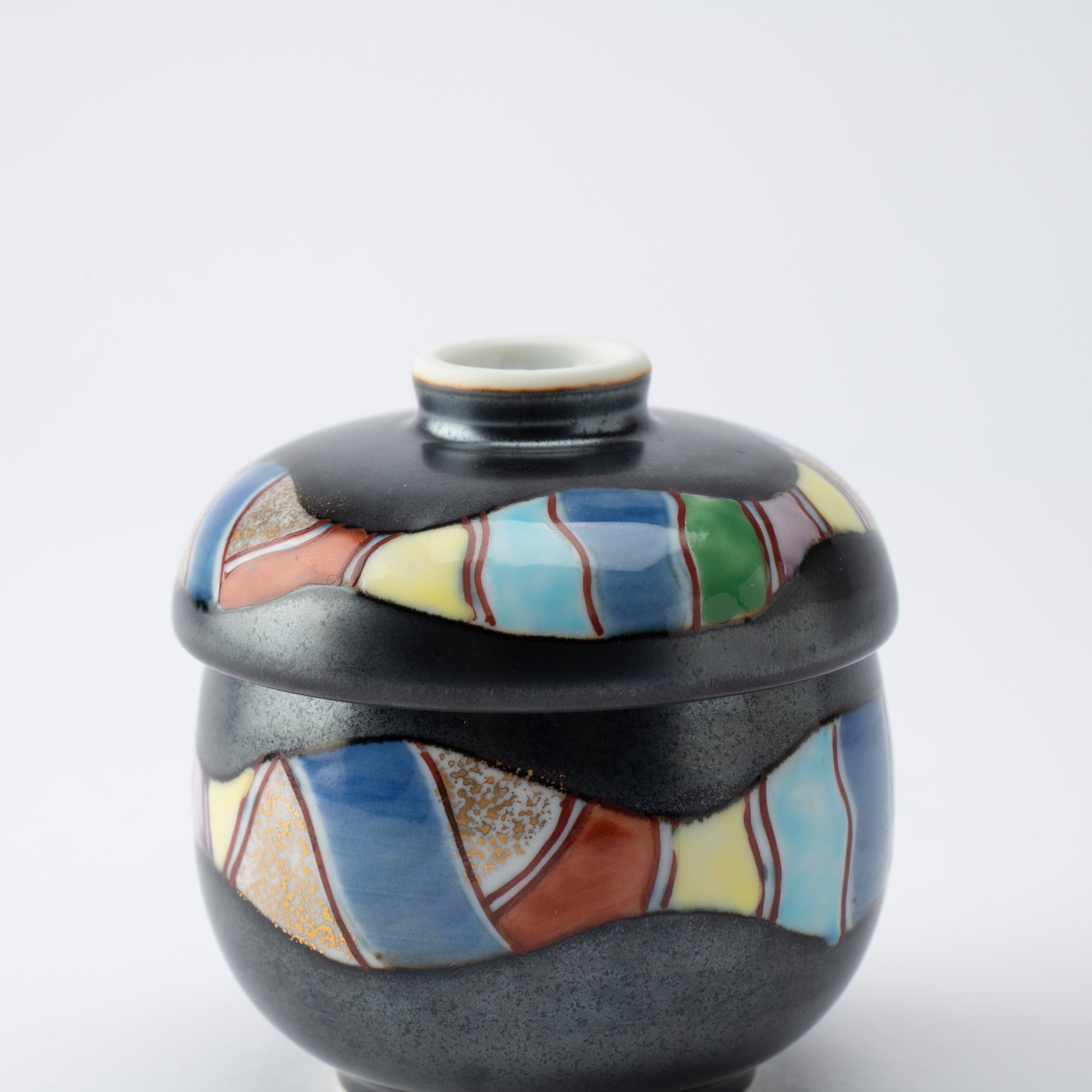 Tasei Kiln Tenmoku Color Stripe Arita Chawanmushi Bowl - MUSUBI KILN - Quality Japanese Tableware and Gift