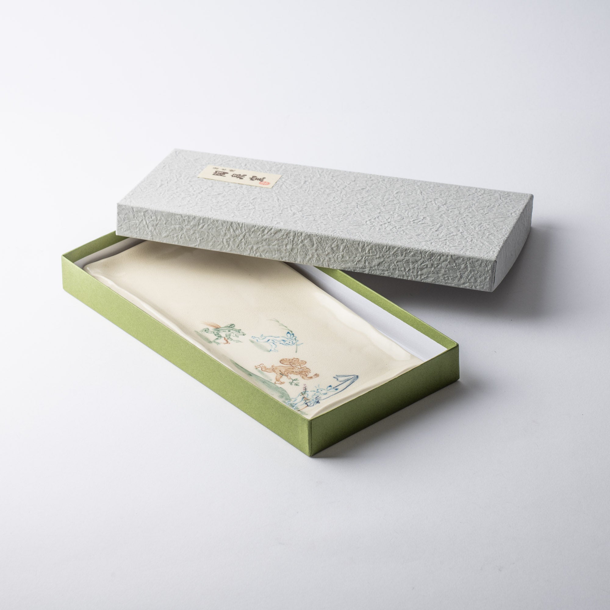 Tosen Kiln Kozan - ji Temple Choju Giga Kiyomizu Ware Rectangle Plate 10.4in - MUSUBI KILN - Quality Japanese Tableware and Gift