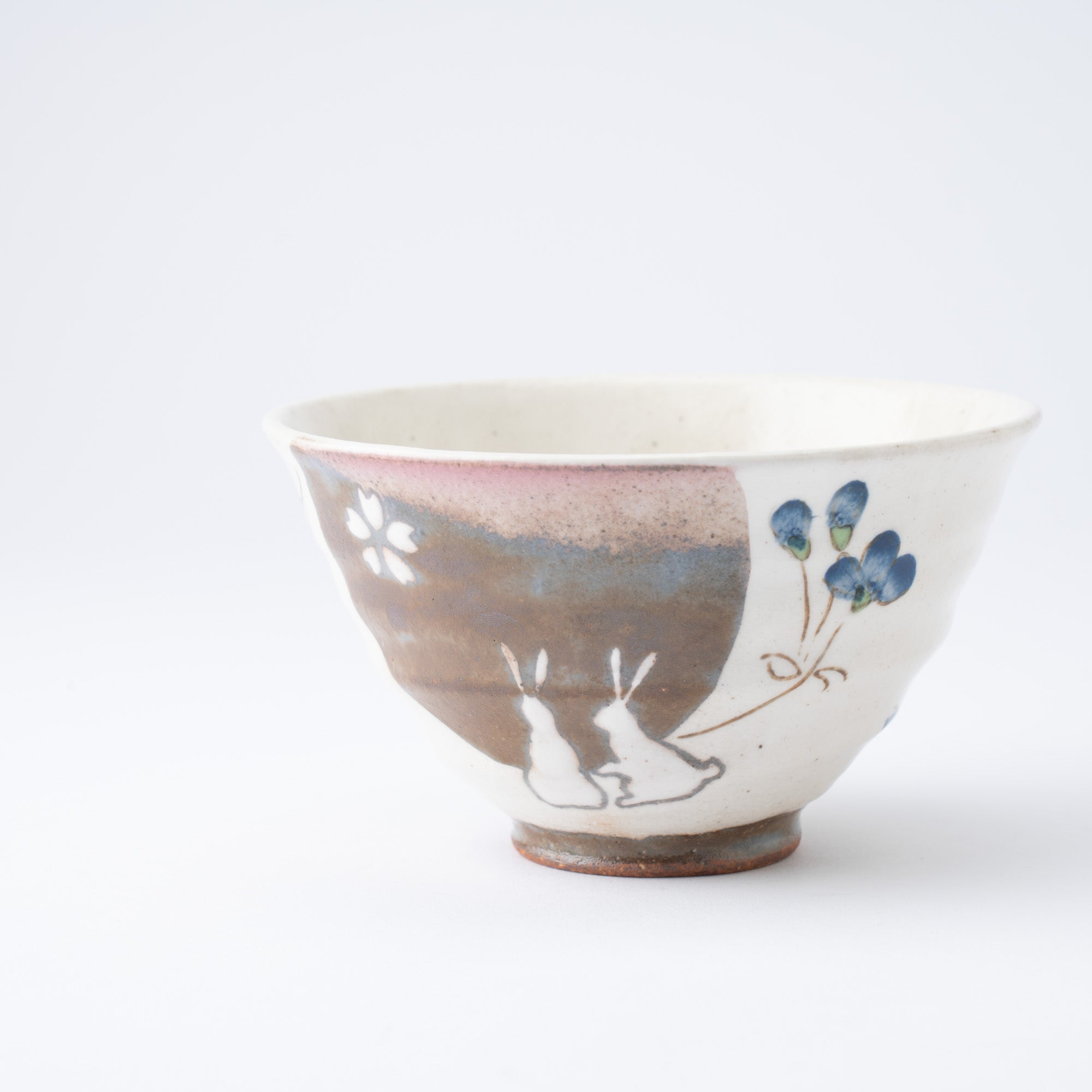Tougen Kiln Rabbit Hasami Japanese Rice Bowl - MUSUBI KILN - Quality Japanese Tableware and Gift