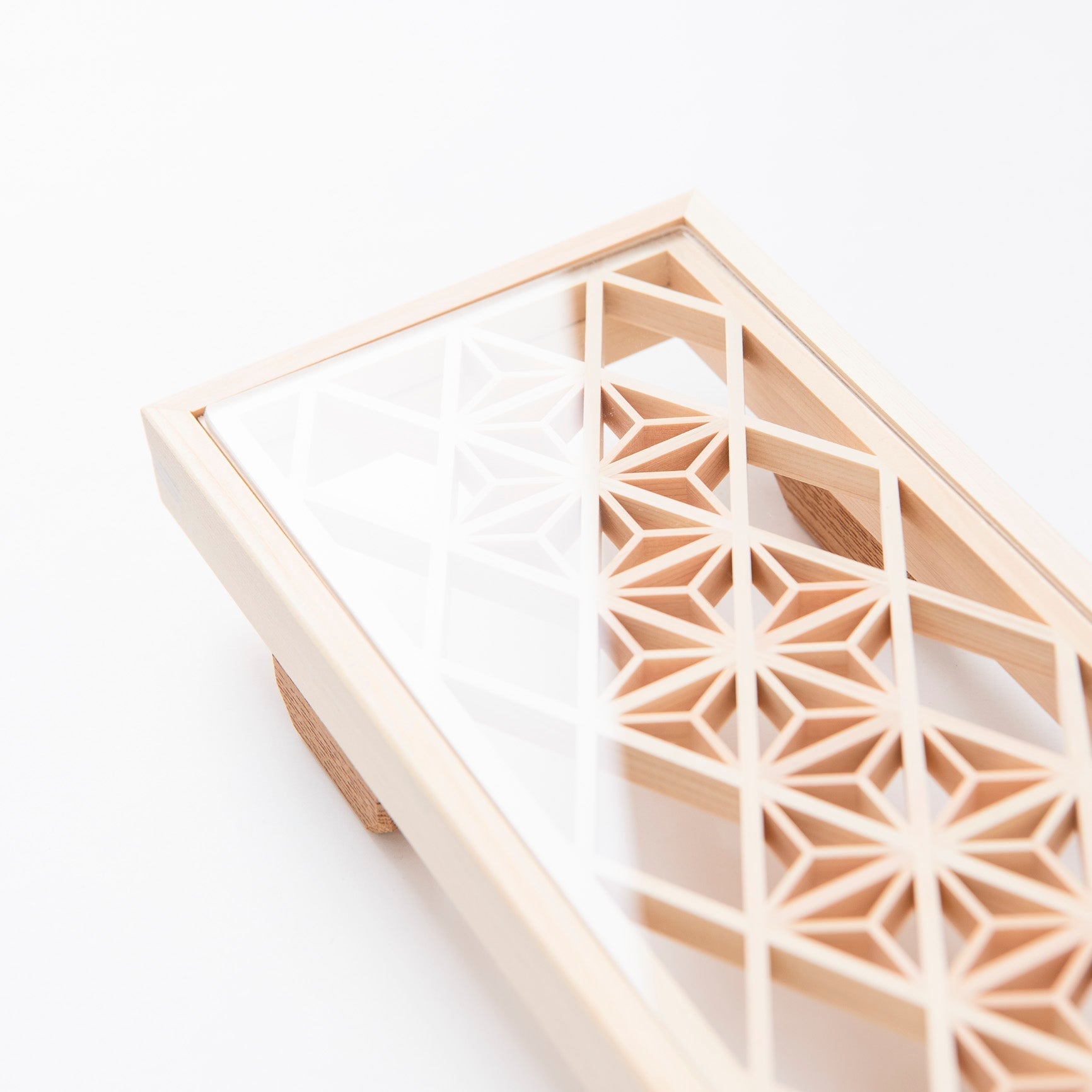 Toyoda Woodcraft Hemp Leaf Kanuma Kumiko Long Tray - MUSUBI KILN - Quality Japanese Tableware and Gift