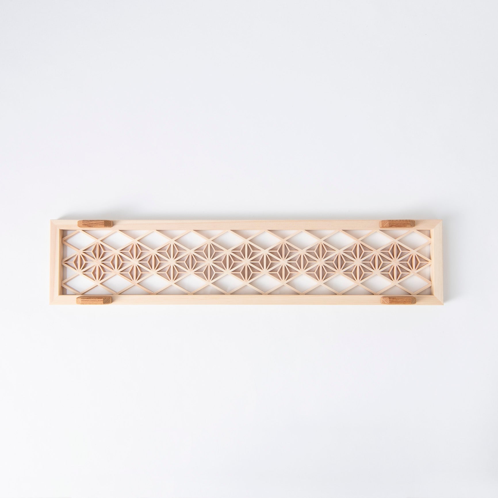 Toyoda Woodcraft Hemp Leaf Kanuma Kumiko Long Tray - MUSUBI KILN - Quality Japanese Tableware and Gift