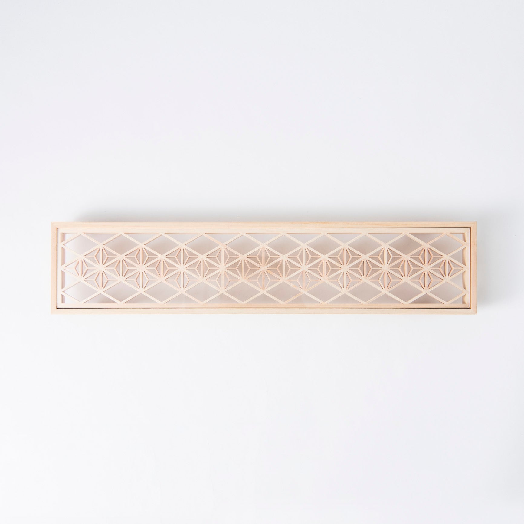 Toyoda Woodcraft Hemp Leaf Kanuma Kumiko Long Tray - MUSUBI KILN - Quality Japanese Tableware and Gift